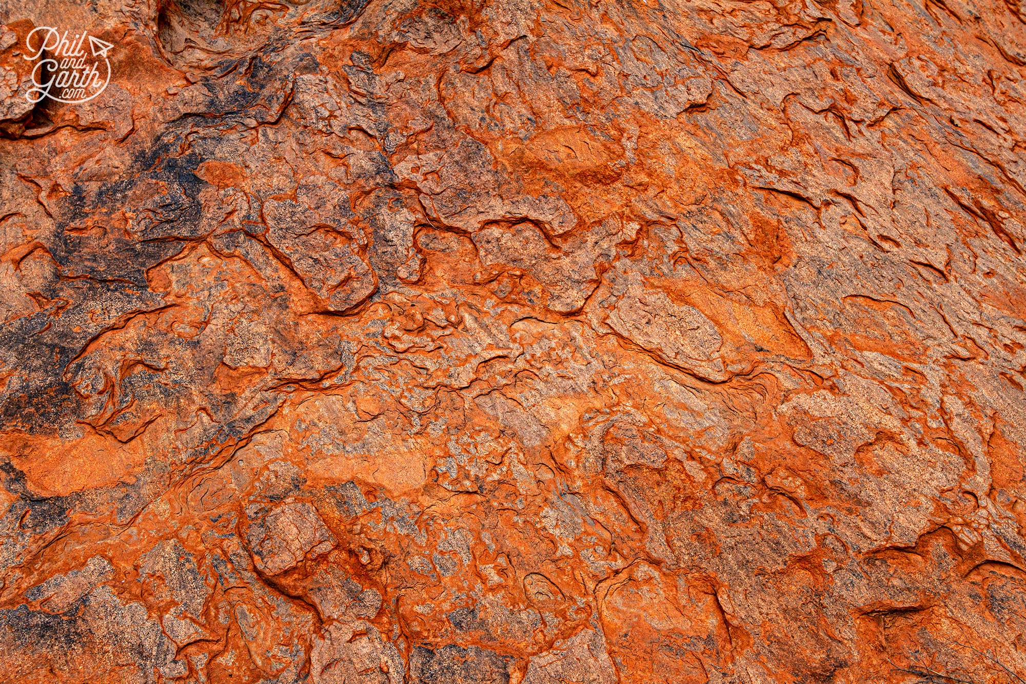 A close up of Uluru's rough surface texture