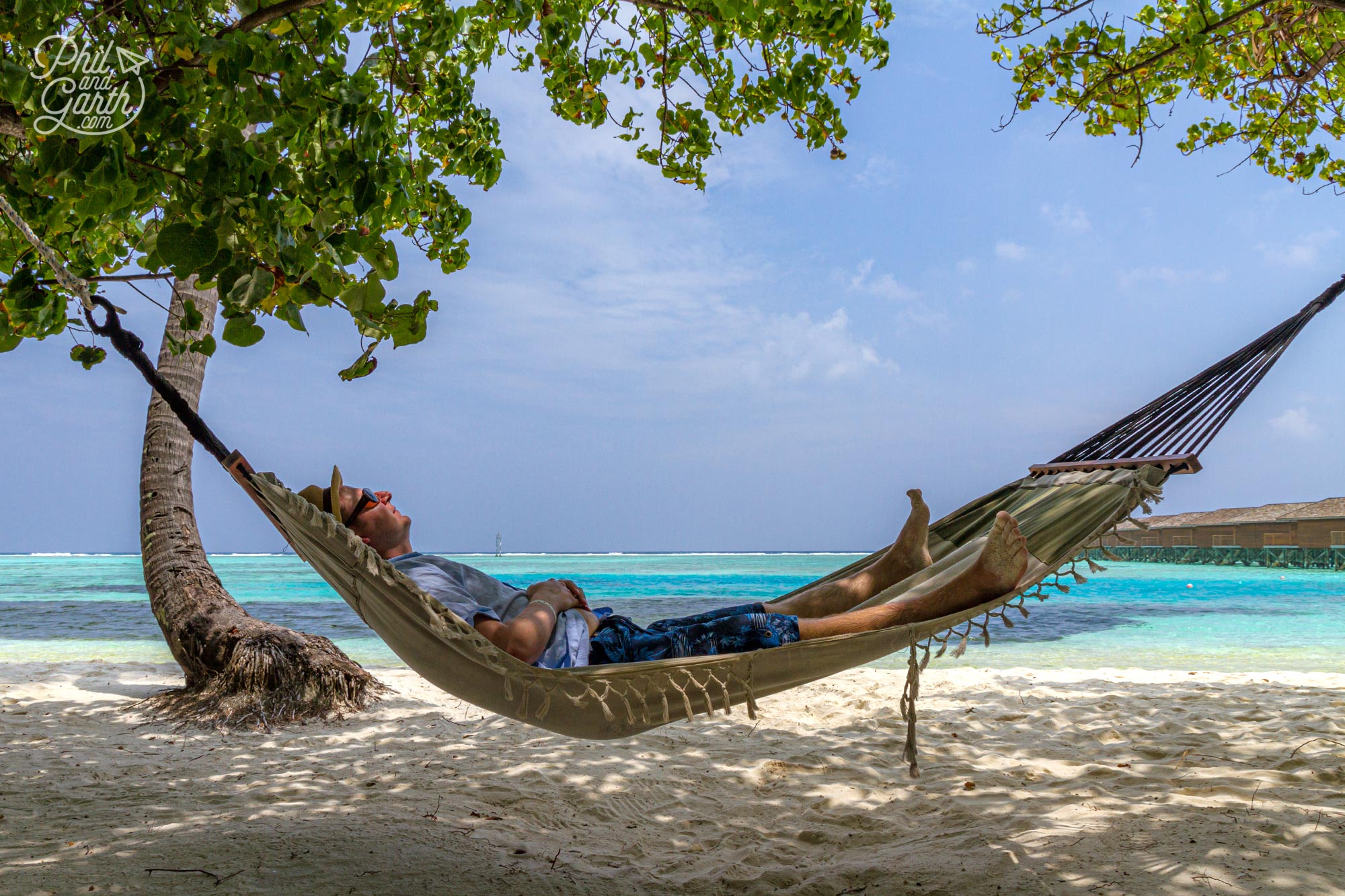 Garth relaxing in one of the shady hammocks