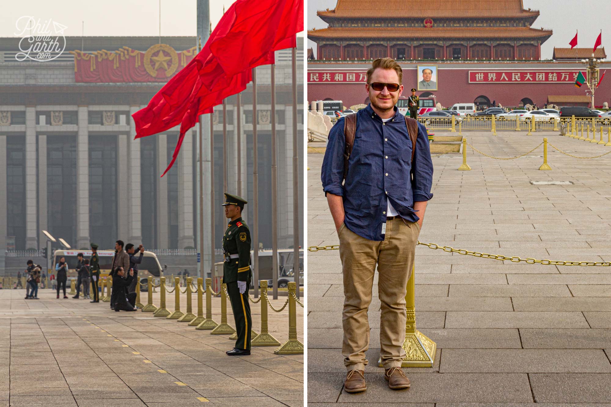 Garth stands in Tiananmen Square Beijing China
