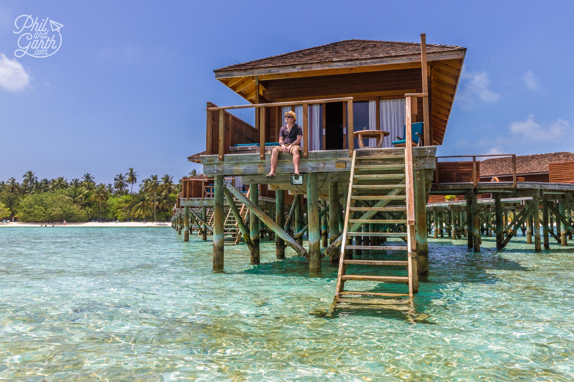 Garth taking in the view from our jacuzzi water villa