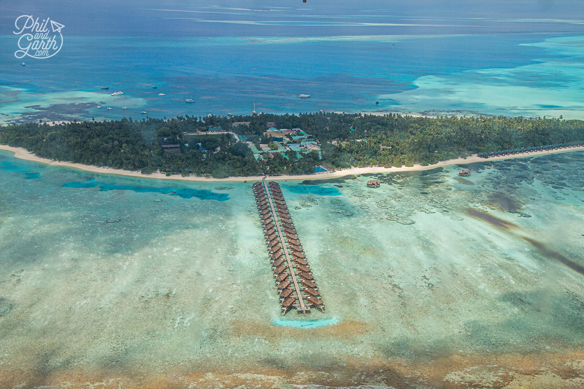 Great view of the Meeru Island Resort from our seaplane sightseeing excursion