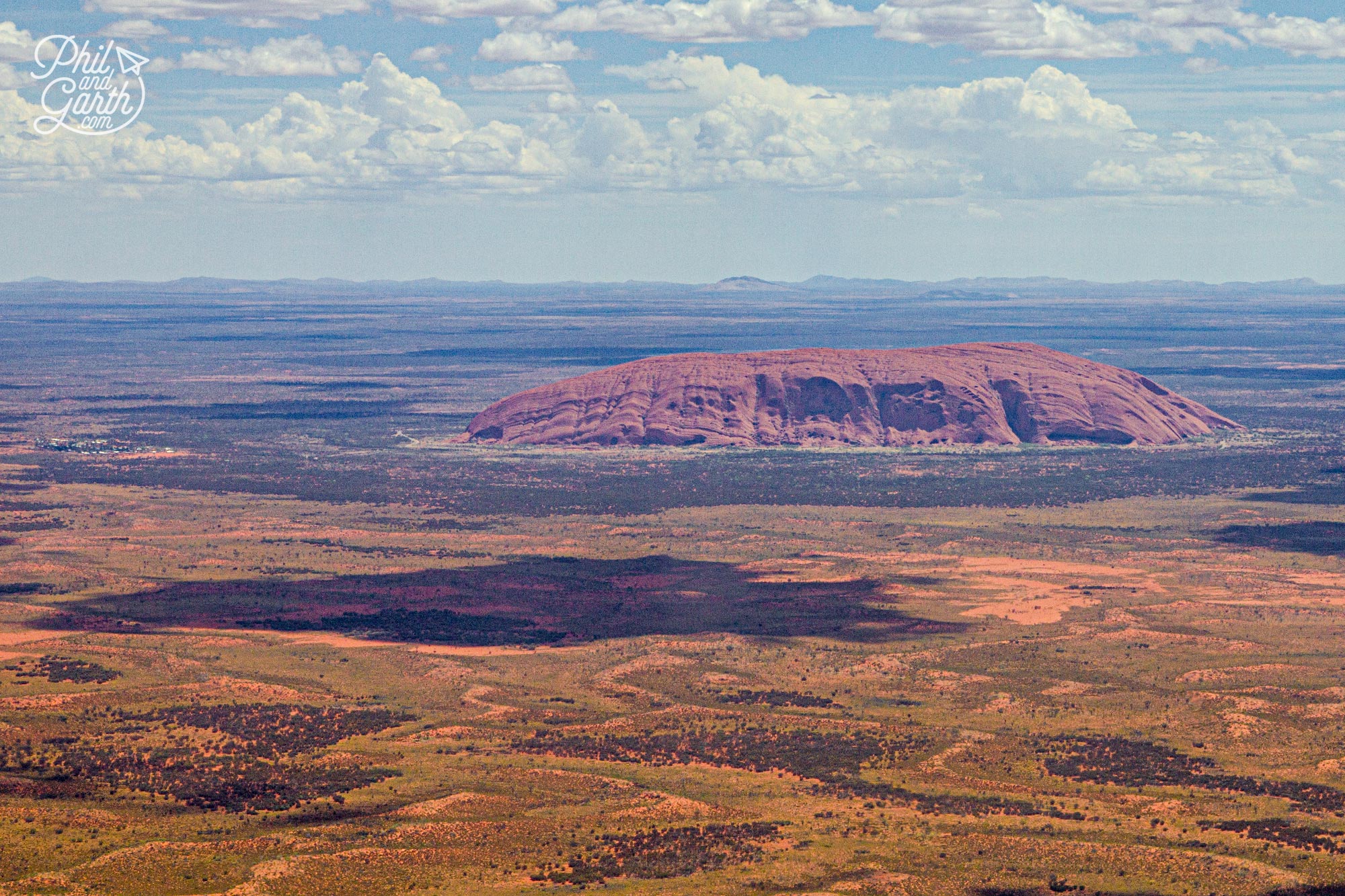 Our fabulous view of Uluru and the town of Yulara as we came into land