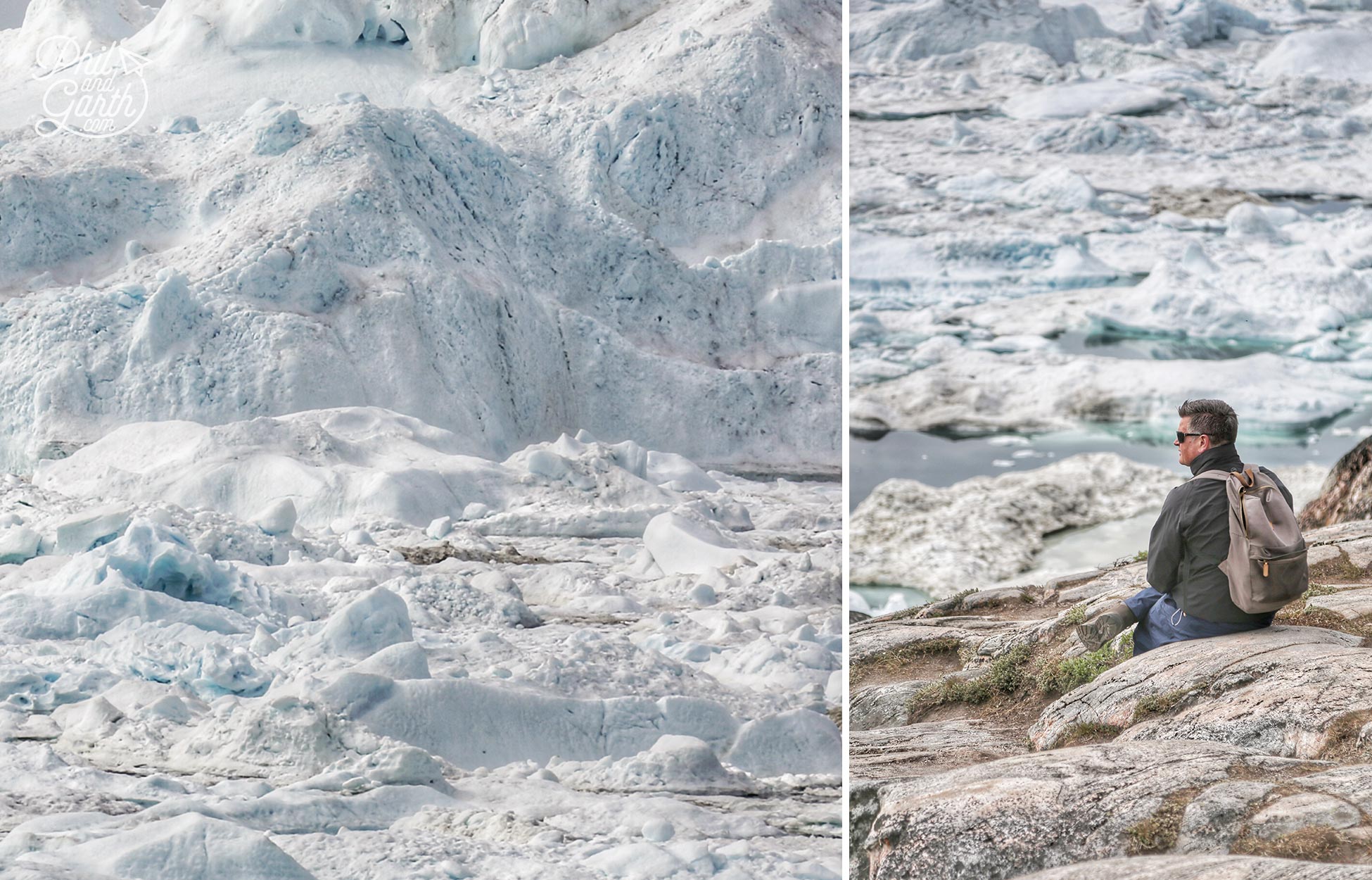 Phil taking in the view of the Ice Fjord, while drinking a warming coffee