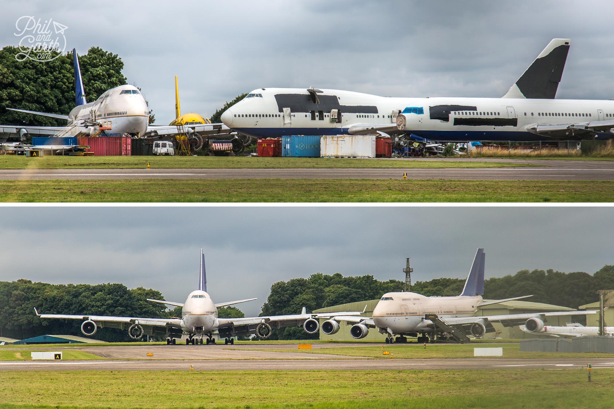 Boeing 747s at the airplane graveyard at Cotswolds Airport