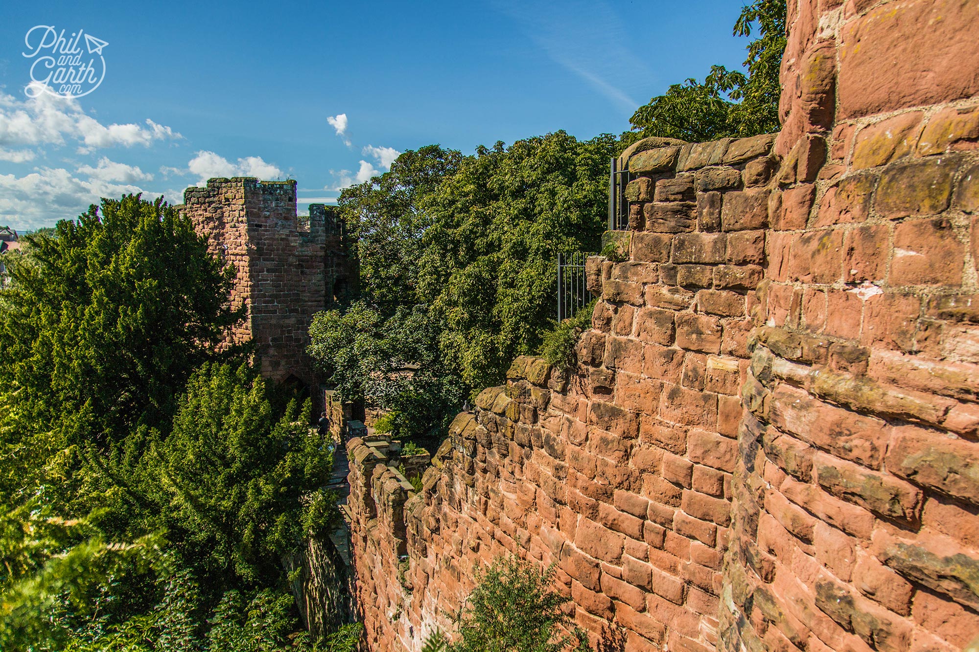 Chester City Wall with water tower in the distance