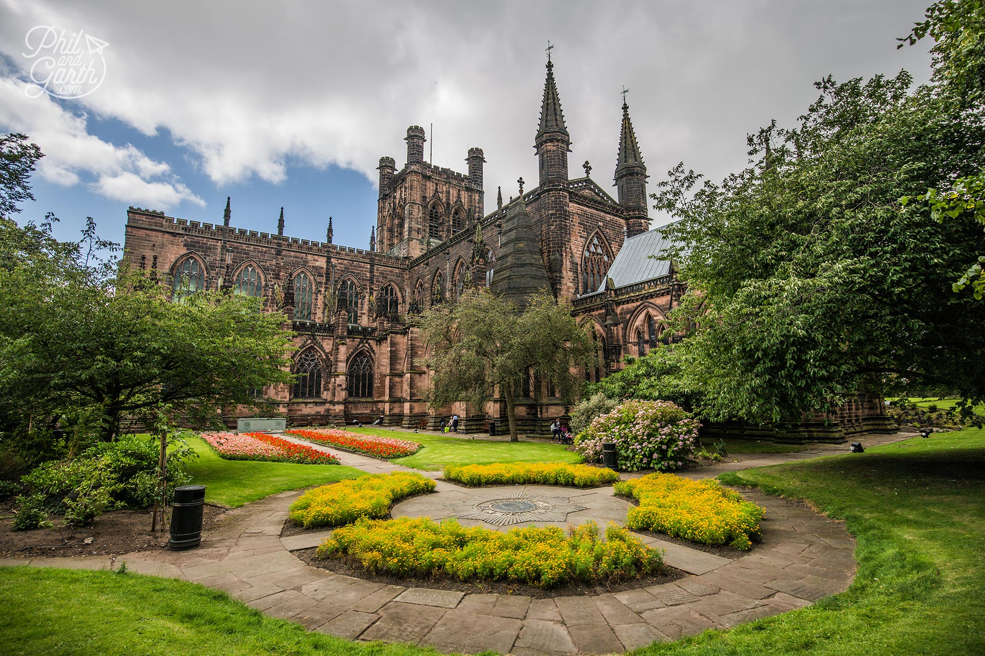 The exterior and gardens of Chester Cathedral