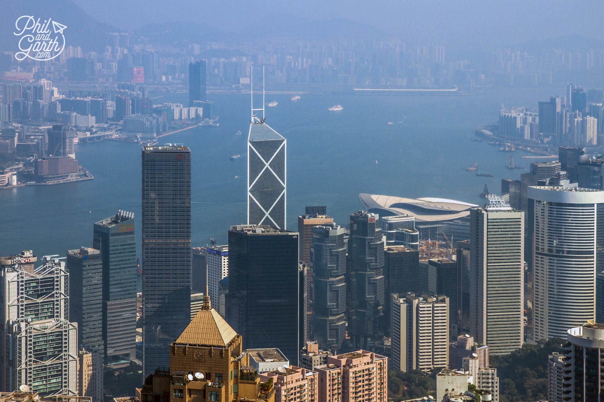 Kowloon in the distance and Hong Kong island in the foreground