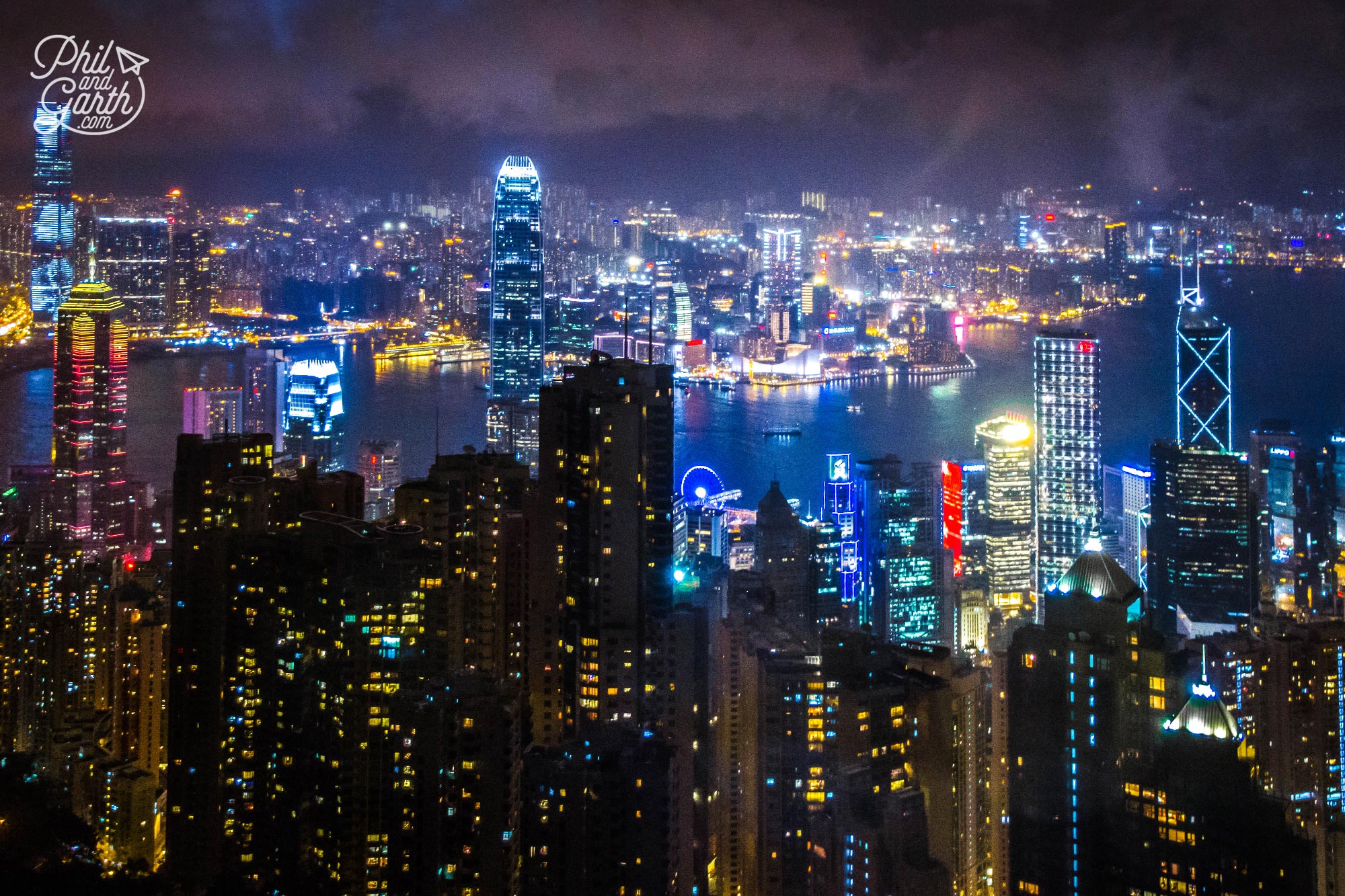 The Bladerunner looking skyline from Victoria Peak at night