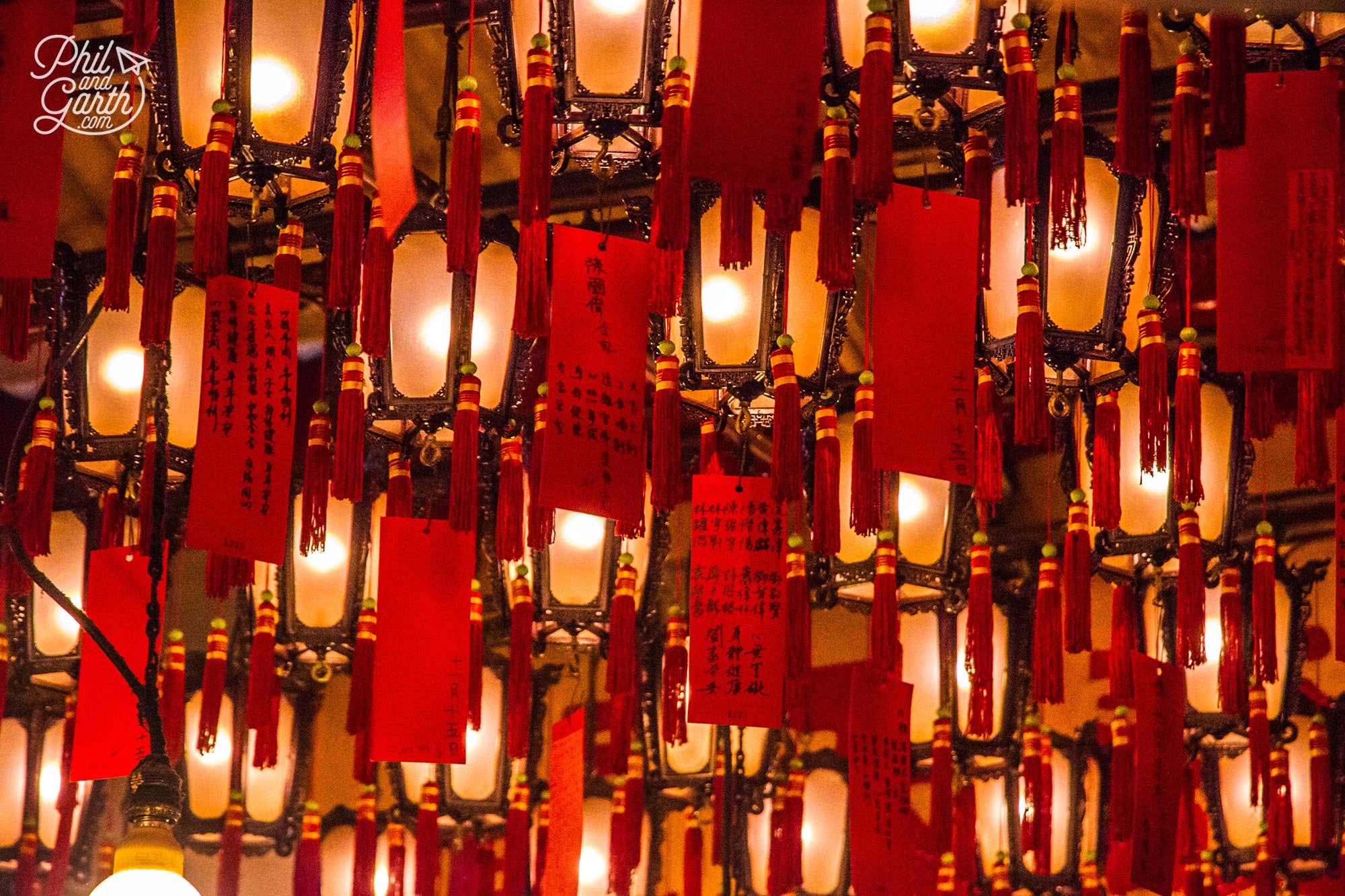 The Hall of Lamps inside the Man Mo Temple