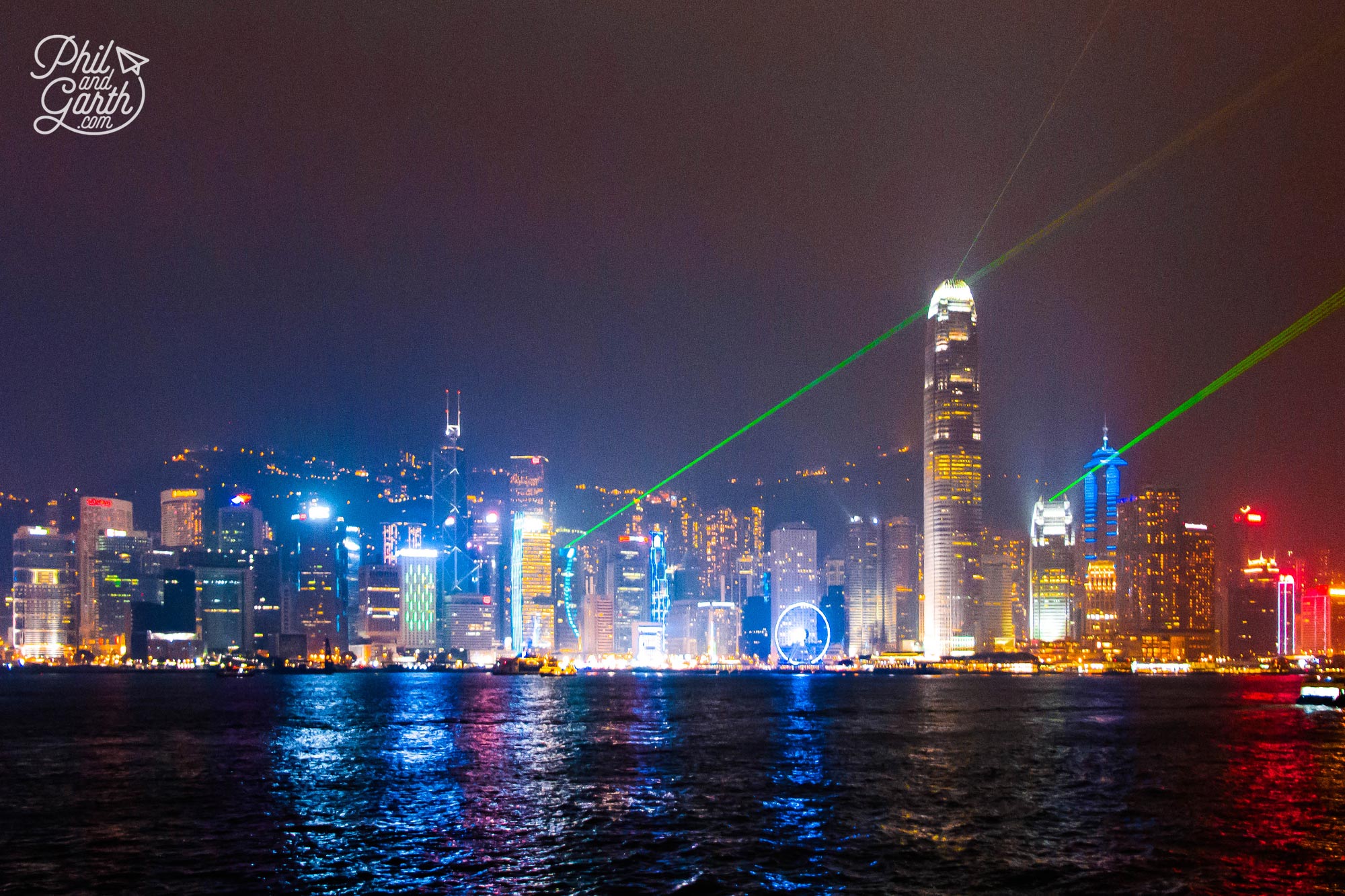 The Symphony of Lights show as viewed from Tsim Sha Tsui promenade