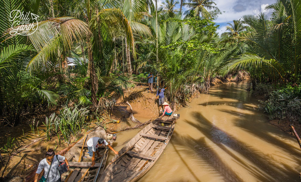 Boarding a small boat