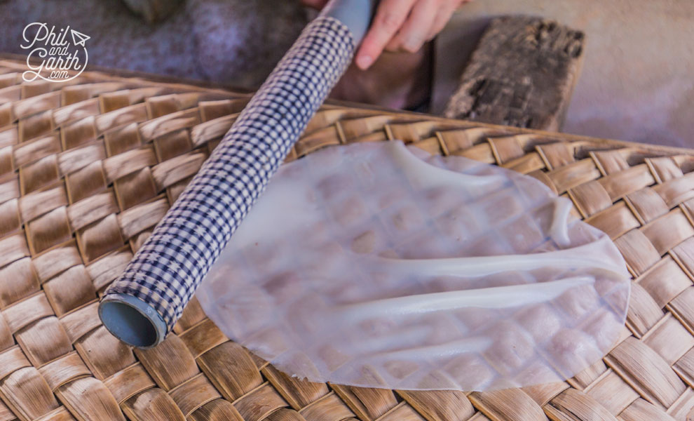 Phil making rice paper cakes