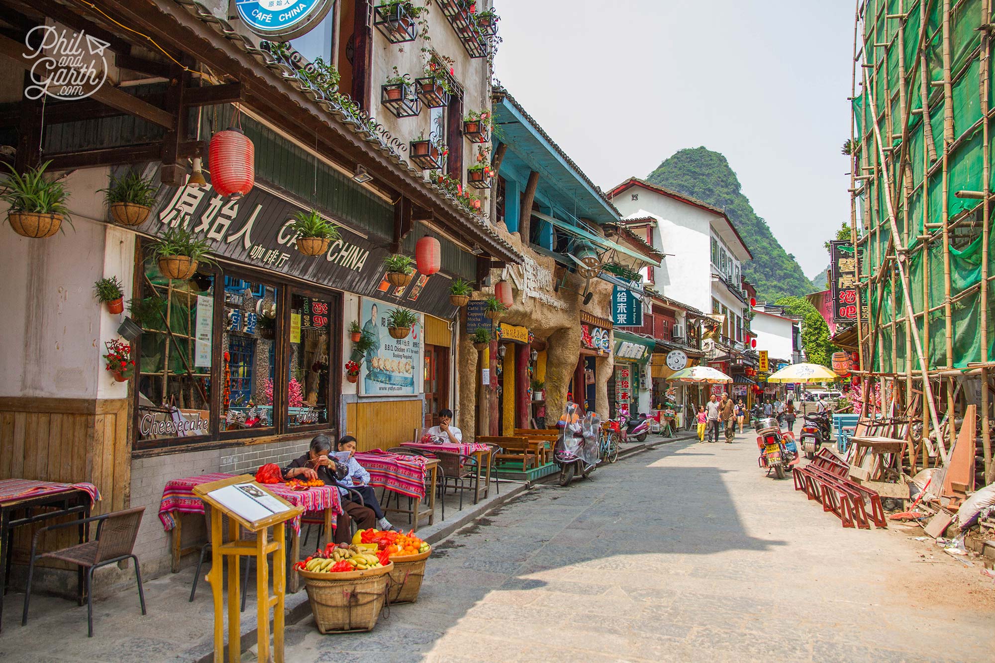 Yangshou's side streets are less busy and more interesting