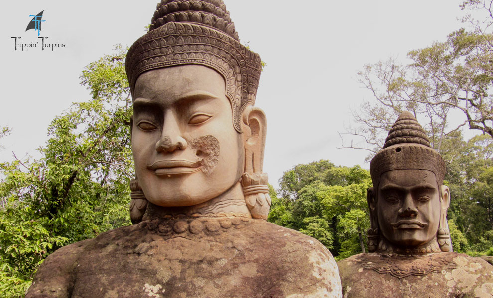 Statues on Angkor Thom's East Gate Bridge