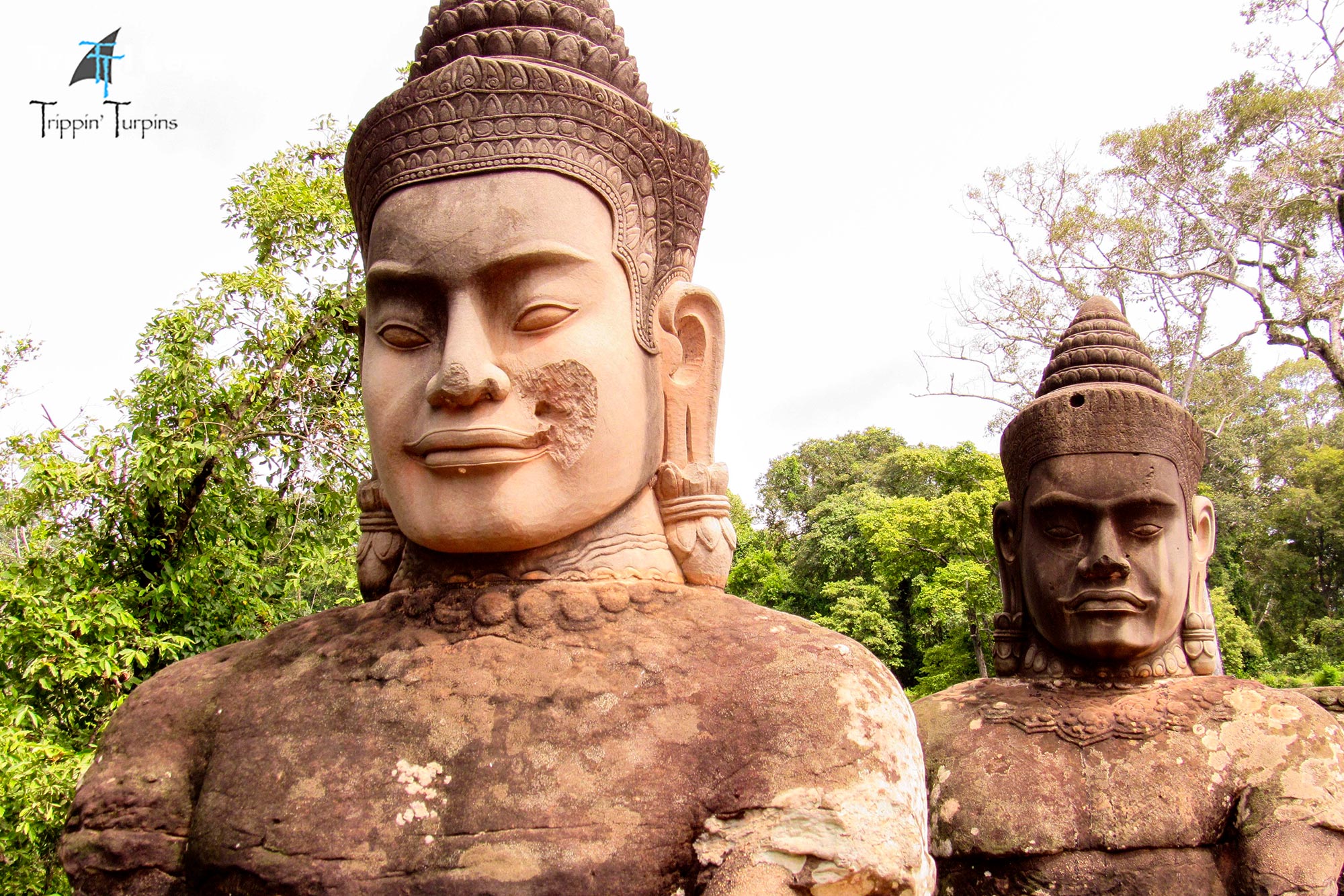 Statues on Angkor Thom's East Gate Bridge, Cambodia