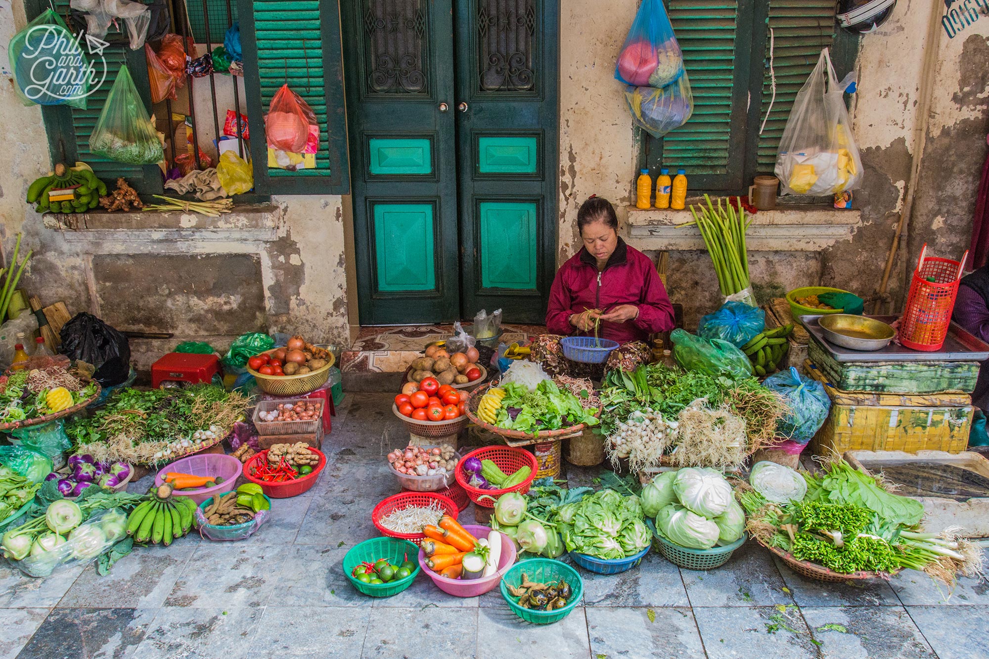 A typical street scene in the Old Quarter of Hanoi