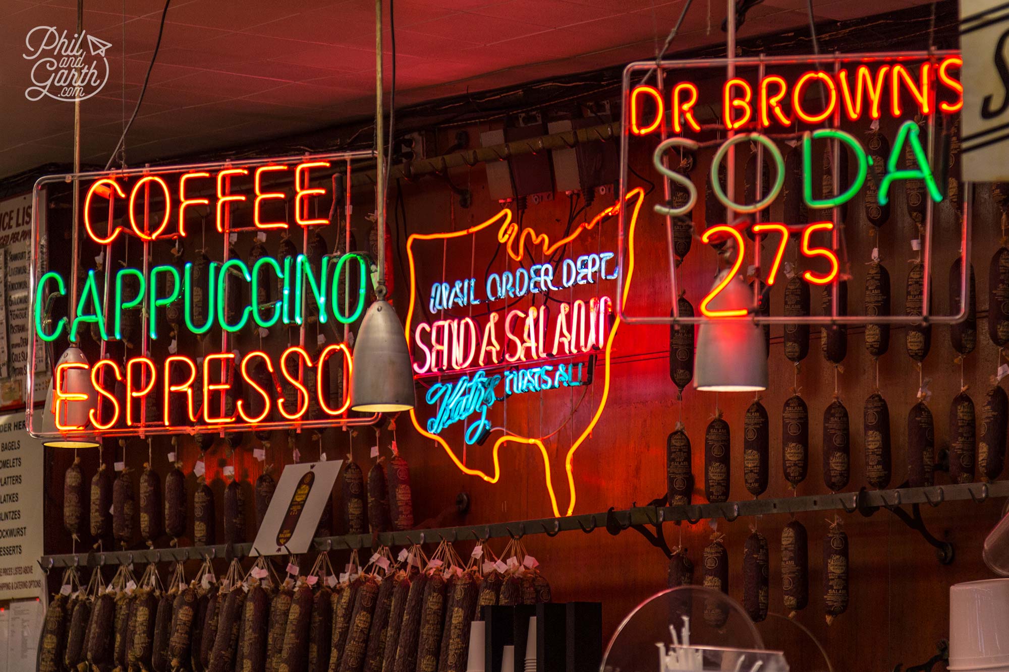 Americana! gorgeous neon signs inside Katz's Delicatessen
