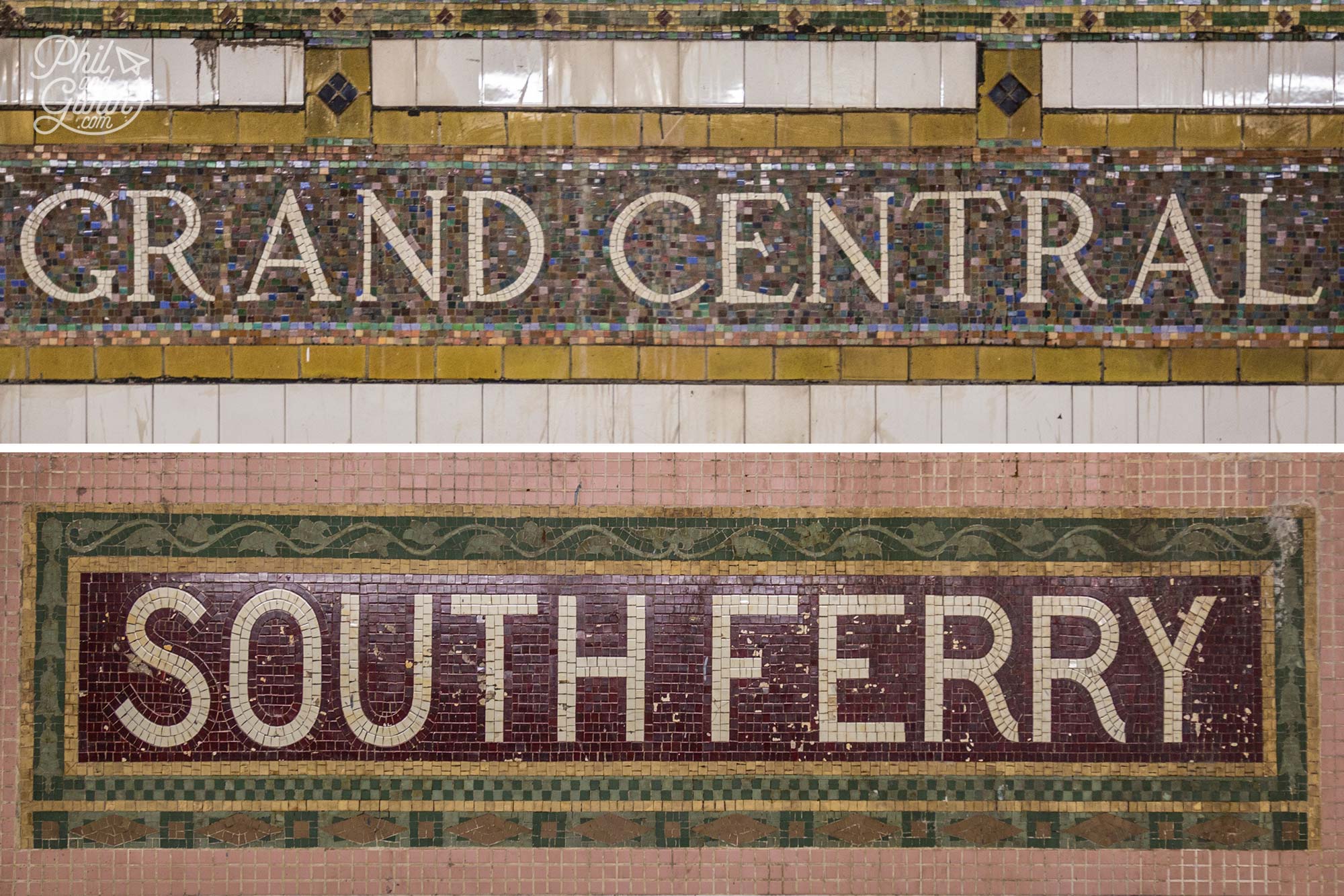 Gorgeous subway signs made from mosaic tiles