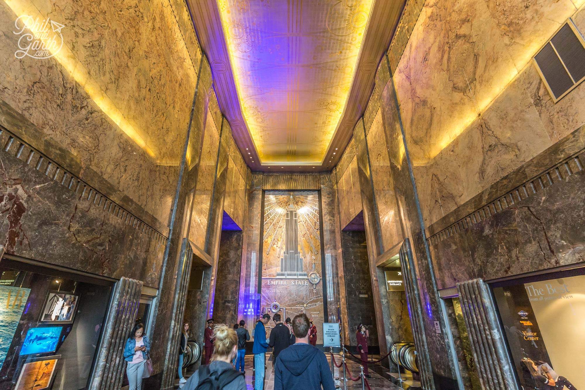 Inside the lobby of the Empire State building
