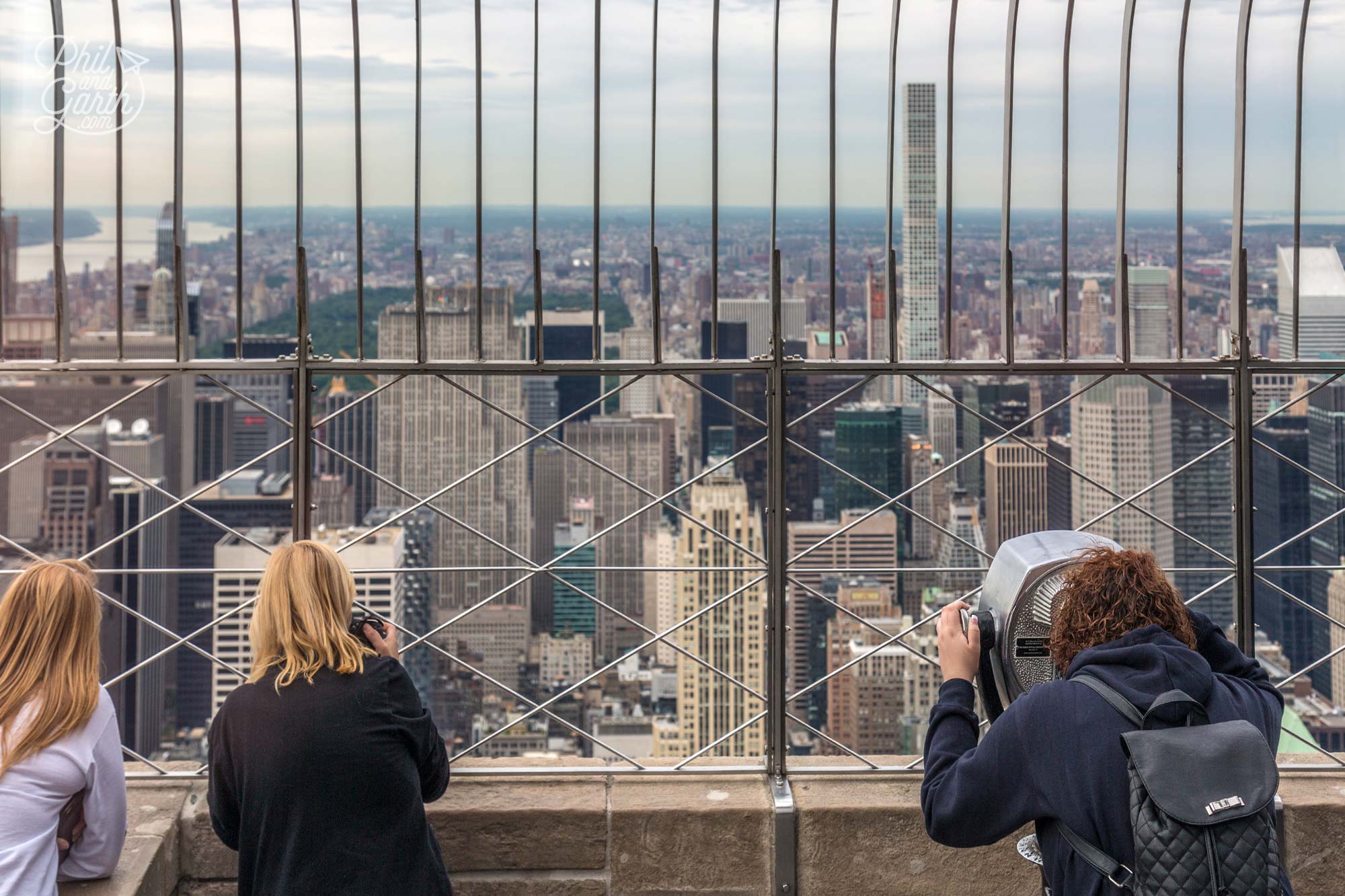 Looking out towards Central Park from the Empire State Building exterior observation deck