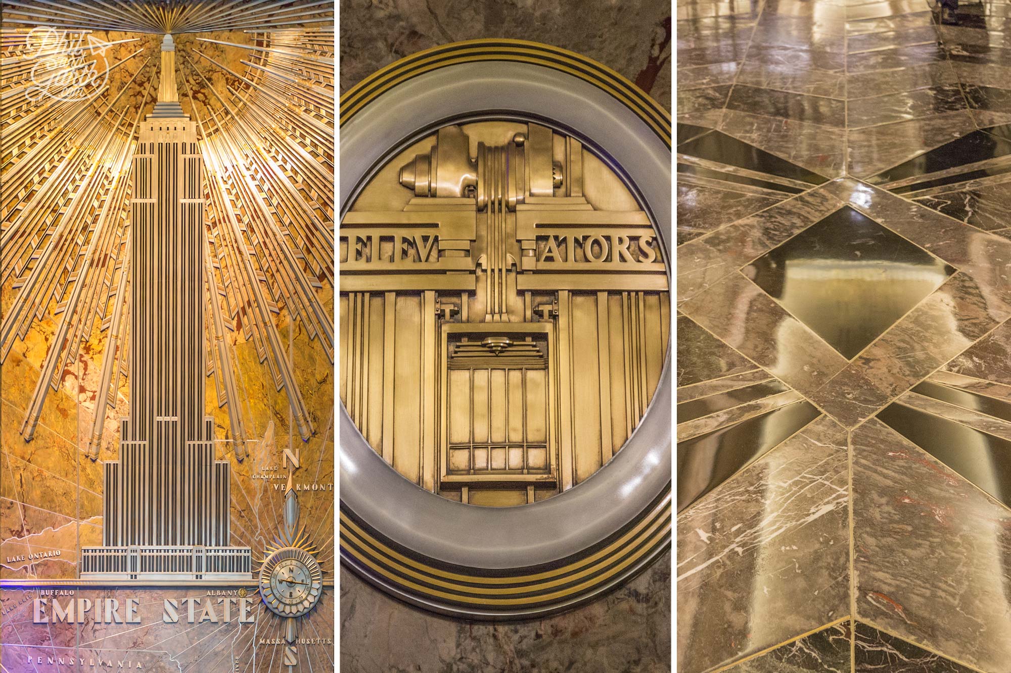 Magnificent 1930's Art Deco graphic designs inside the Empire State Building New York