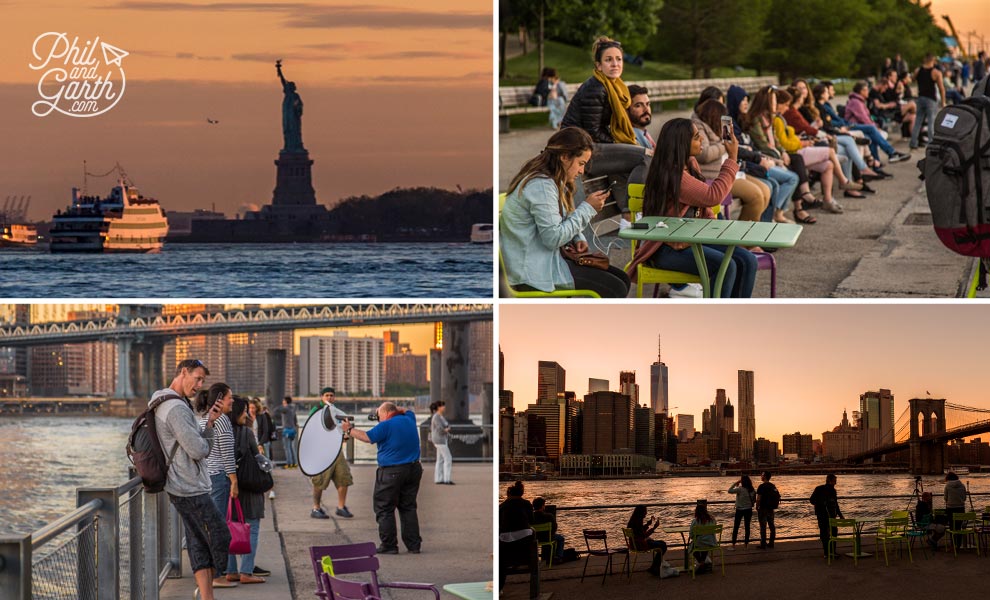 People watching Brooklyn Bridge Park
