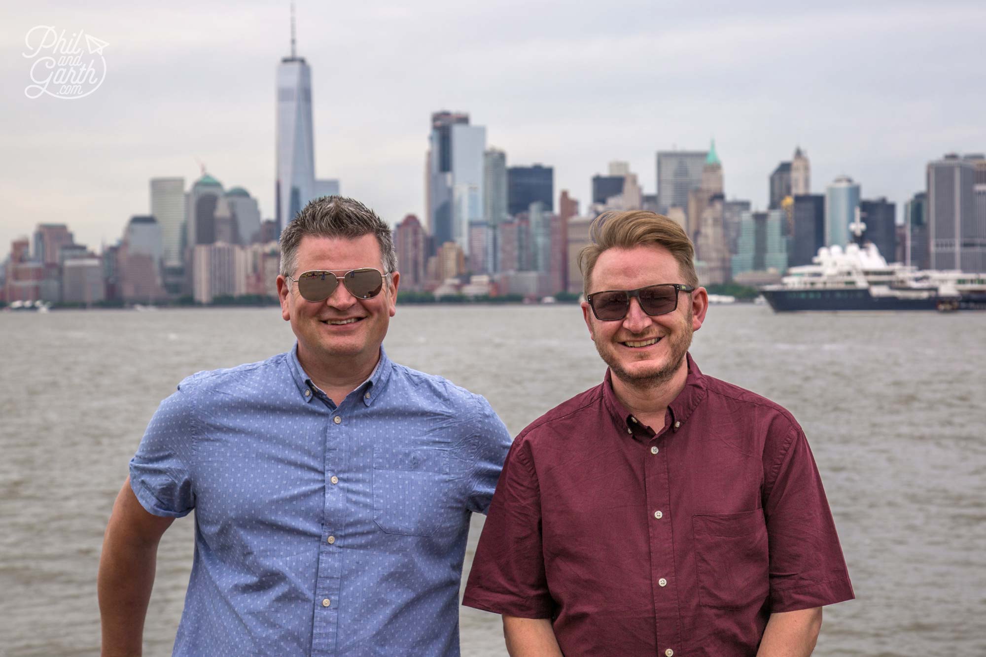 Phil and Garth with Manhattan's skyline