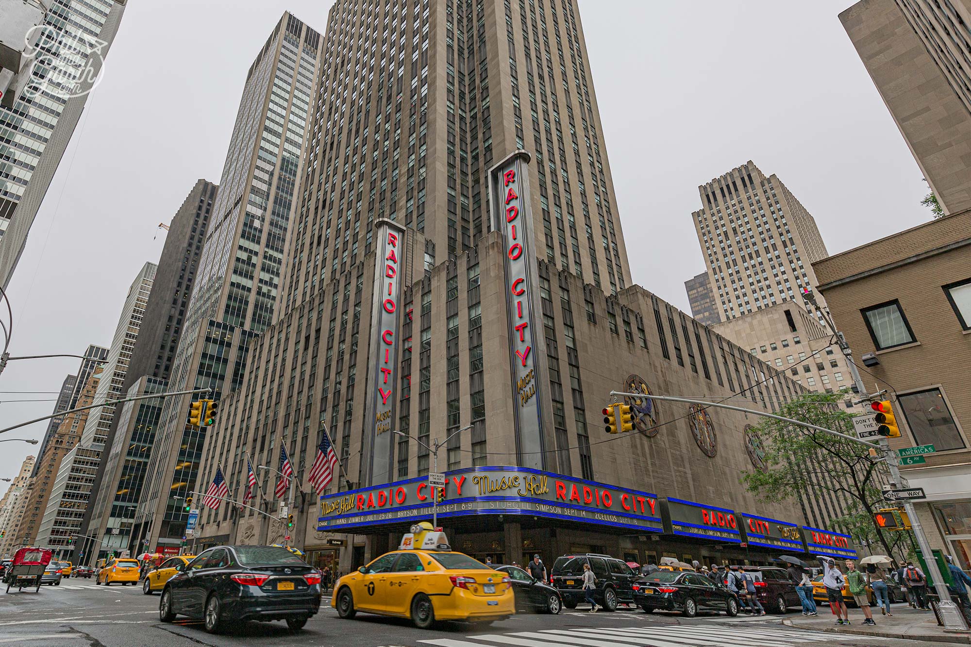 The exterior of Radio City Music Hall