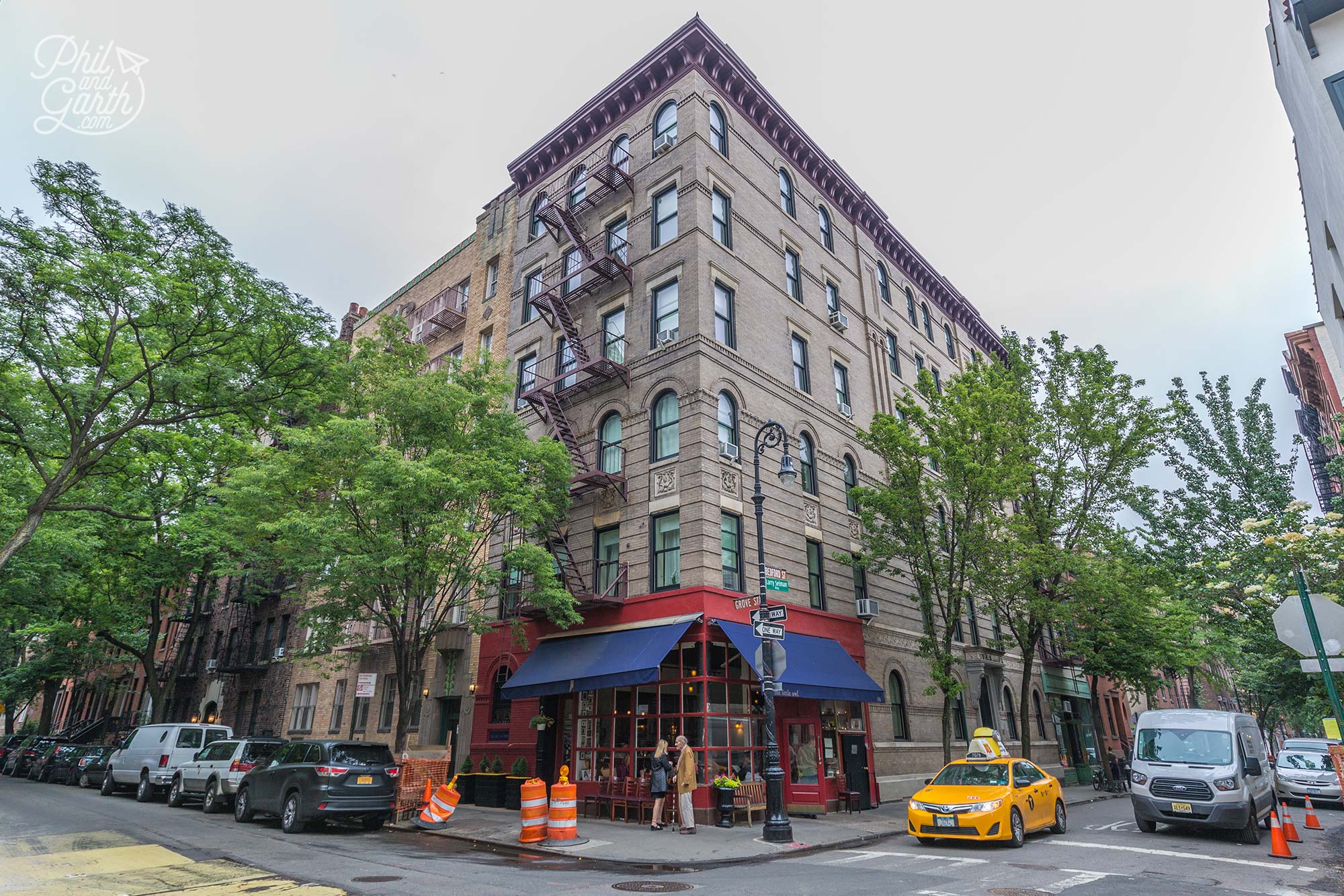 This building was used as The Friends apartment building & has the fabulous Little Owl restaurant underneath