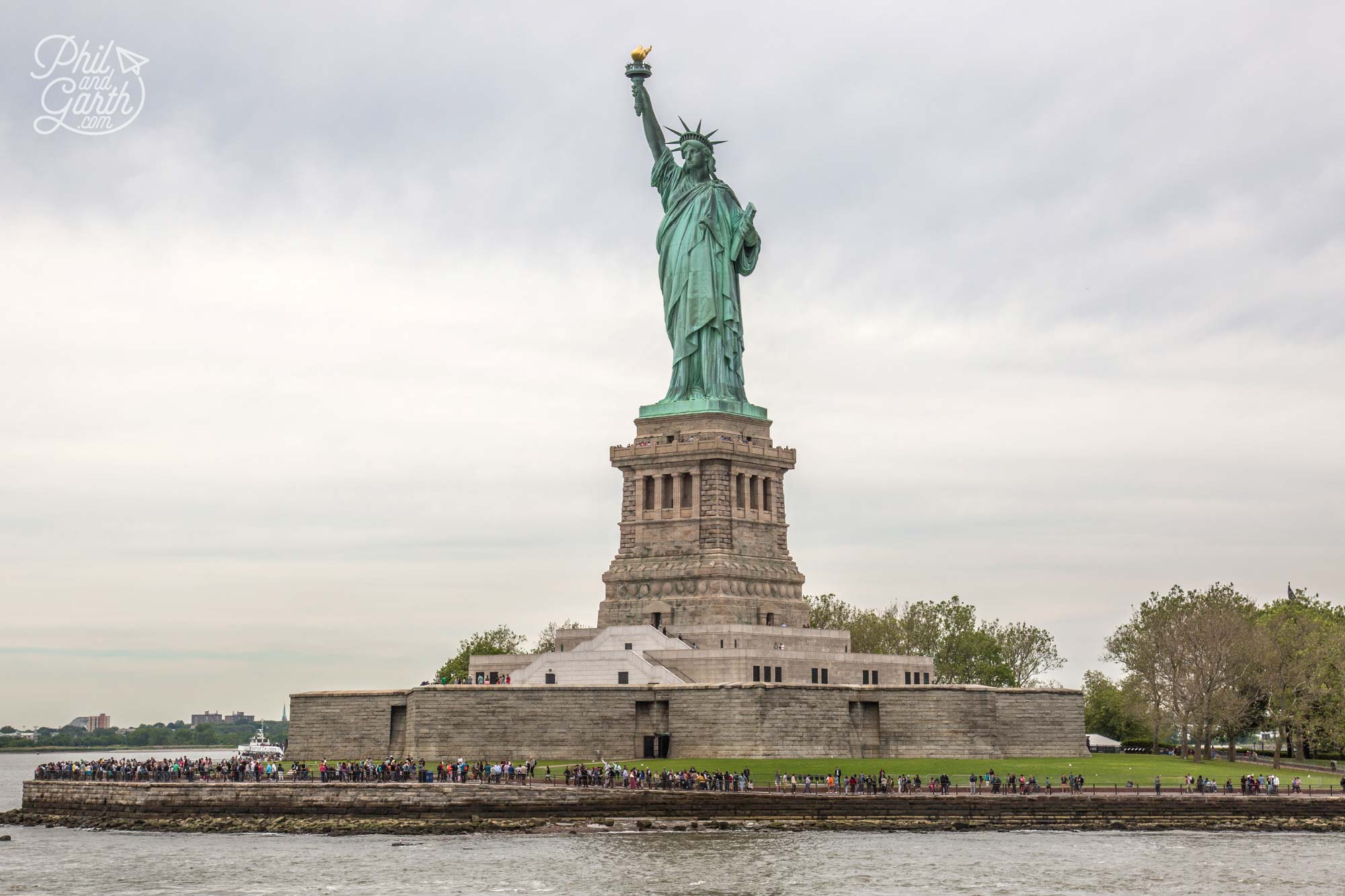 View of Liberty Island as you arrive by ferry