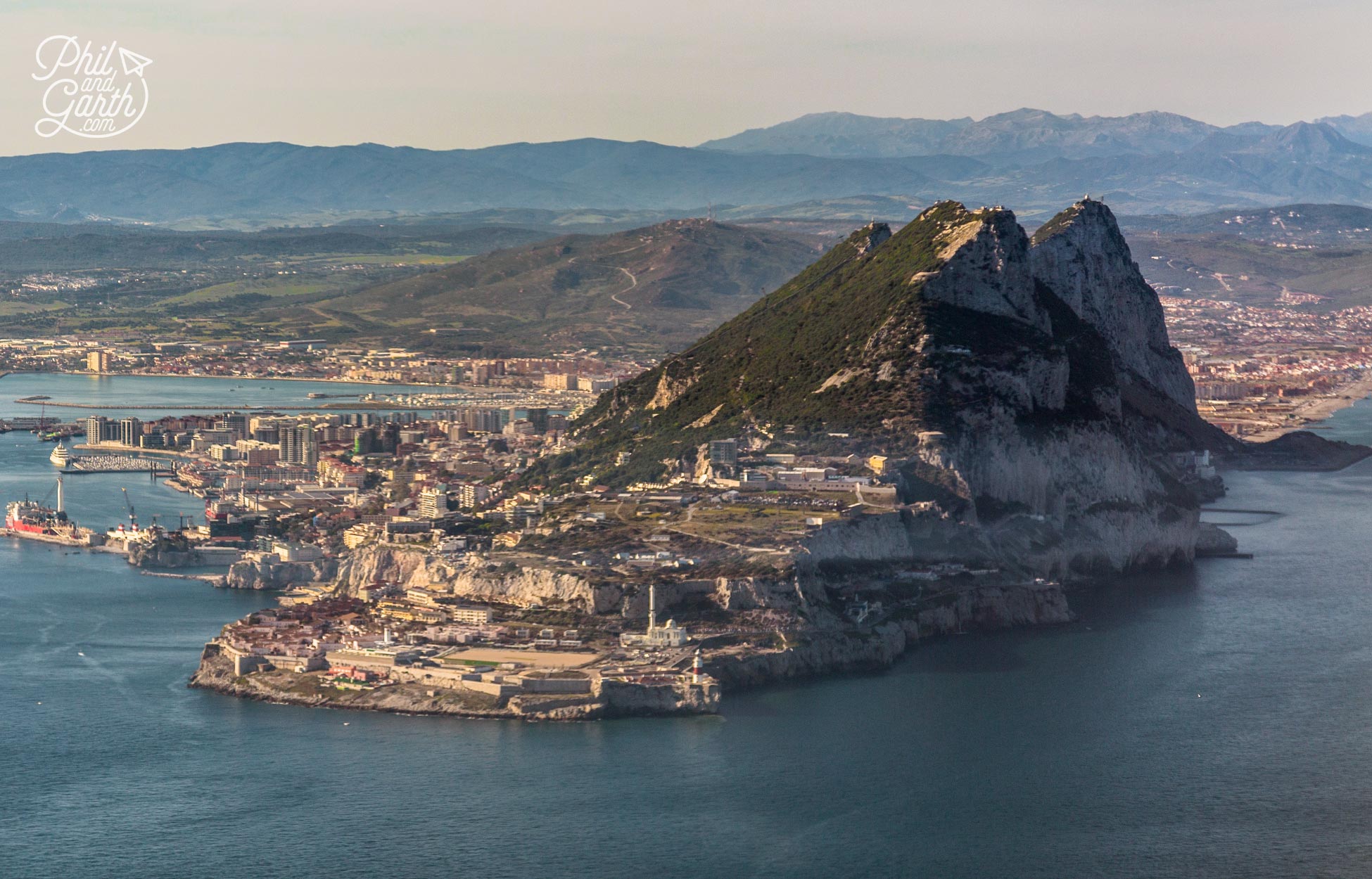 View of Gibraltar on the approach to the airport