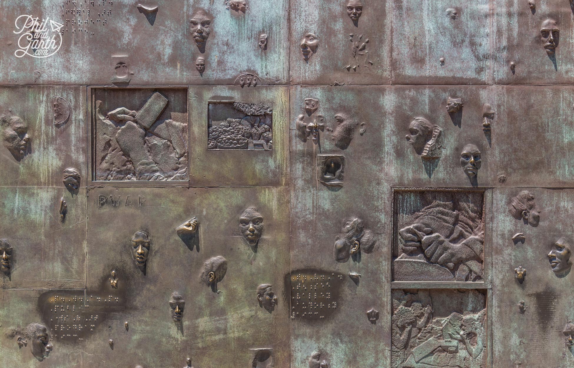 This memorial is really tactile - an area with reliefs and braille