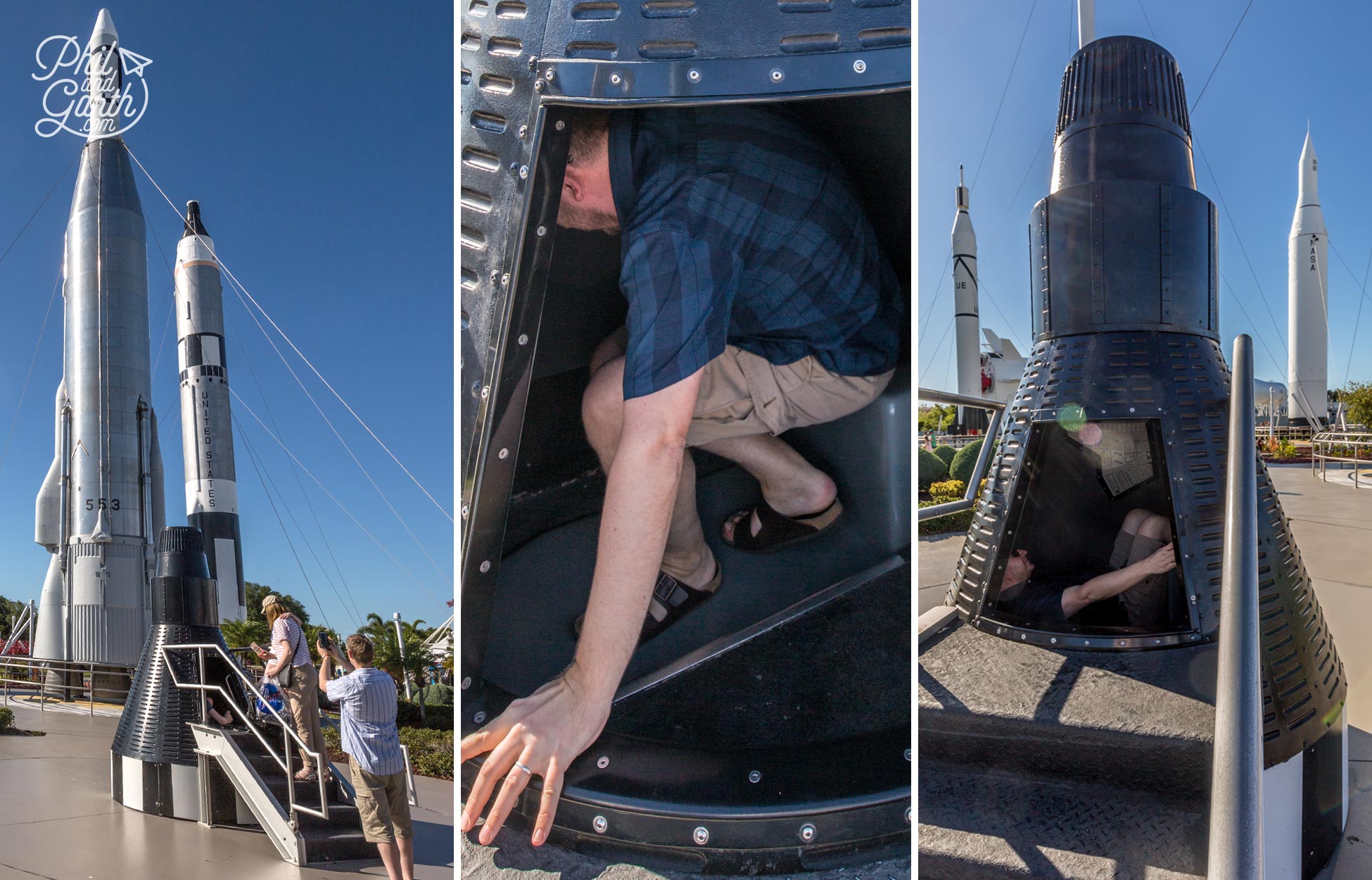 Garth checking out the Mercury capsule for size