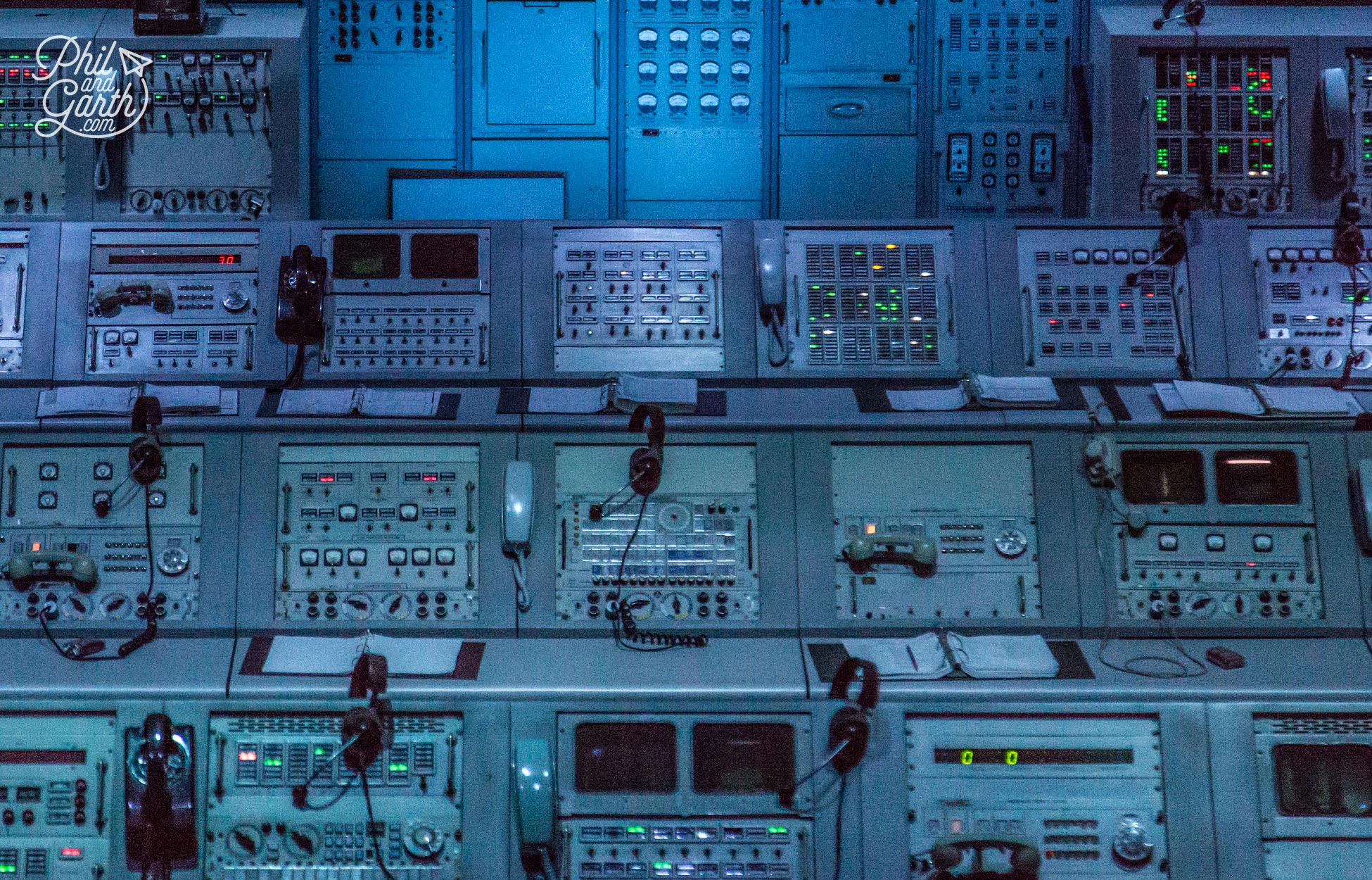 The actual control room consoles used during the Apollo missions