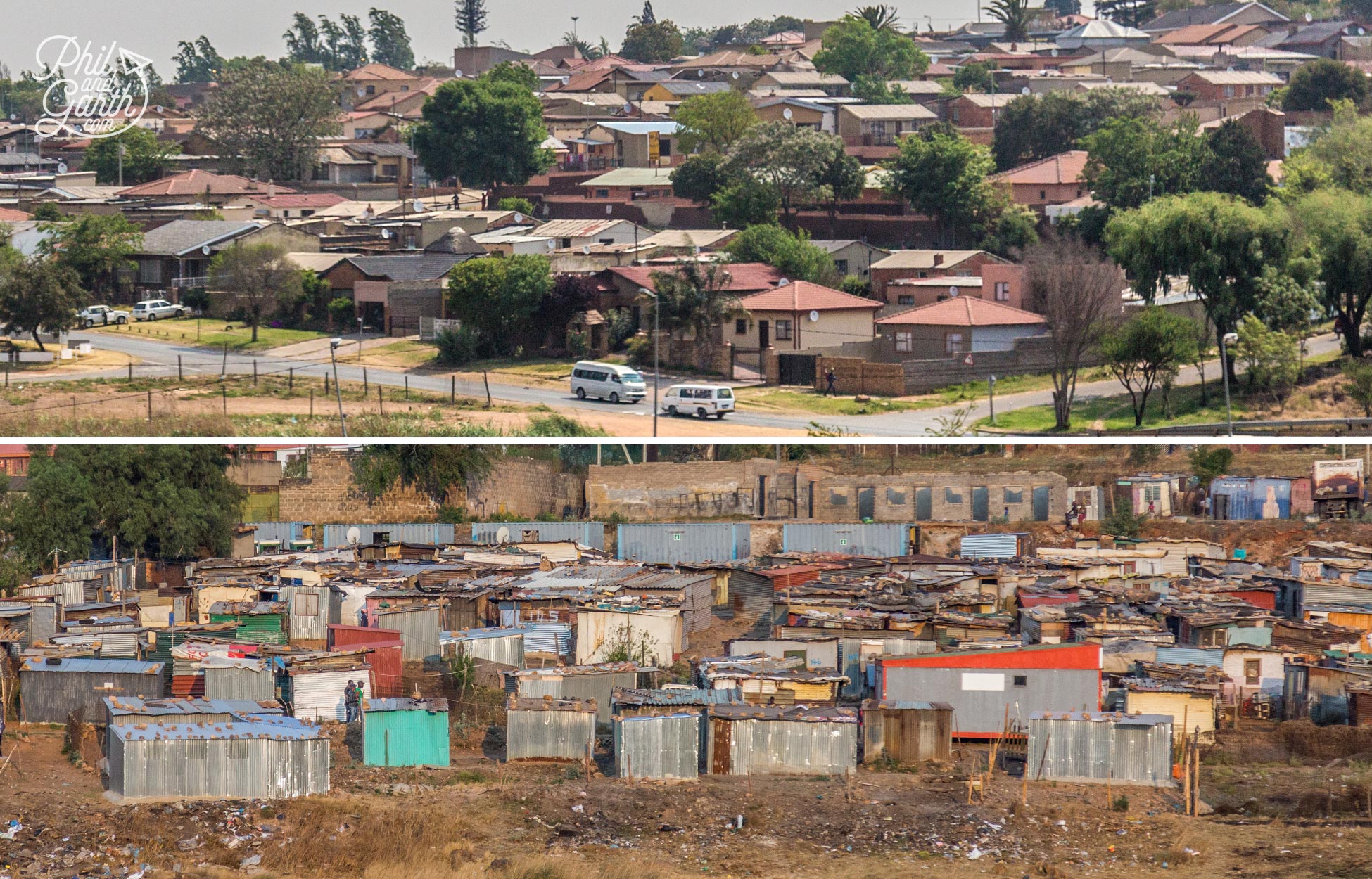 A common sight in Soweto affluent areas sit next to smaller townships