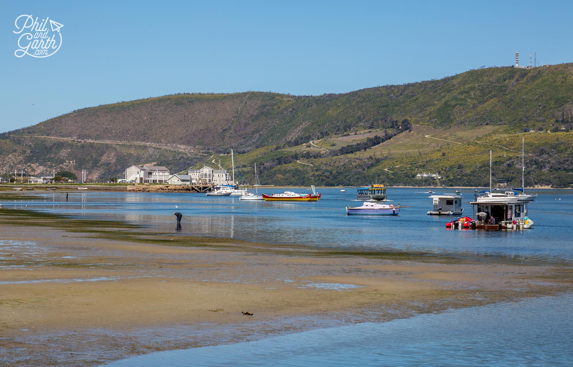 The Garden Route - Boats bob up and down in the lagoon