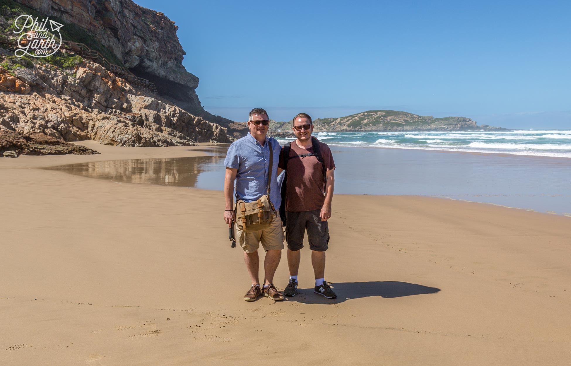 The Garden Route - Phil and Garth on the beach at Robberg Nature Reserve