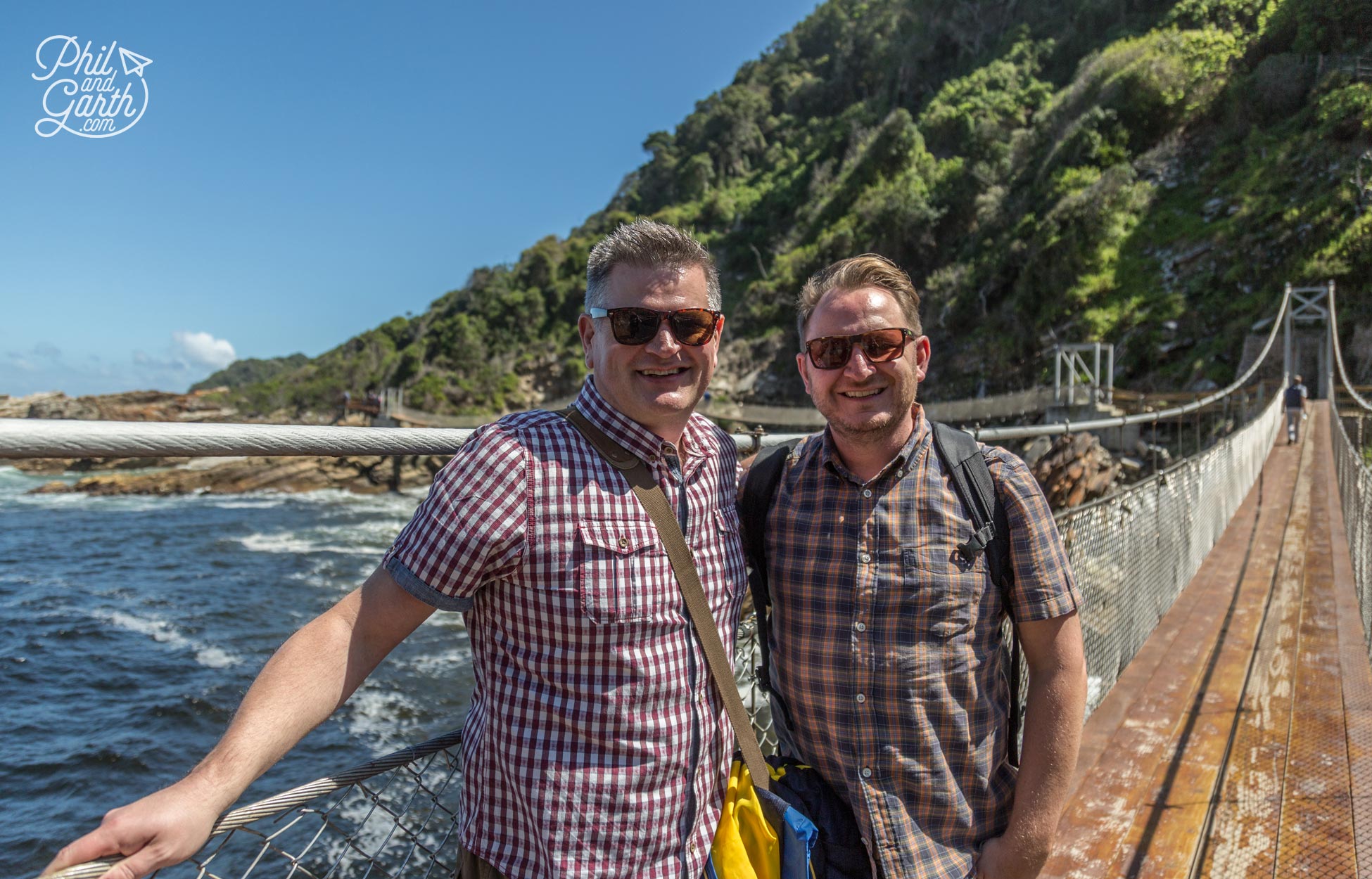 Phil and Garth on a suspension bridge at Tsitsikamma