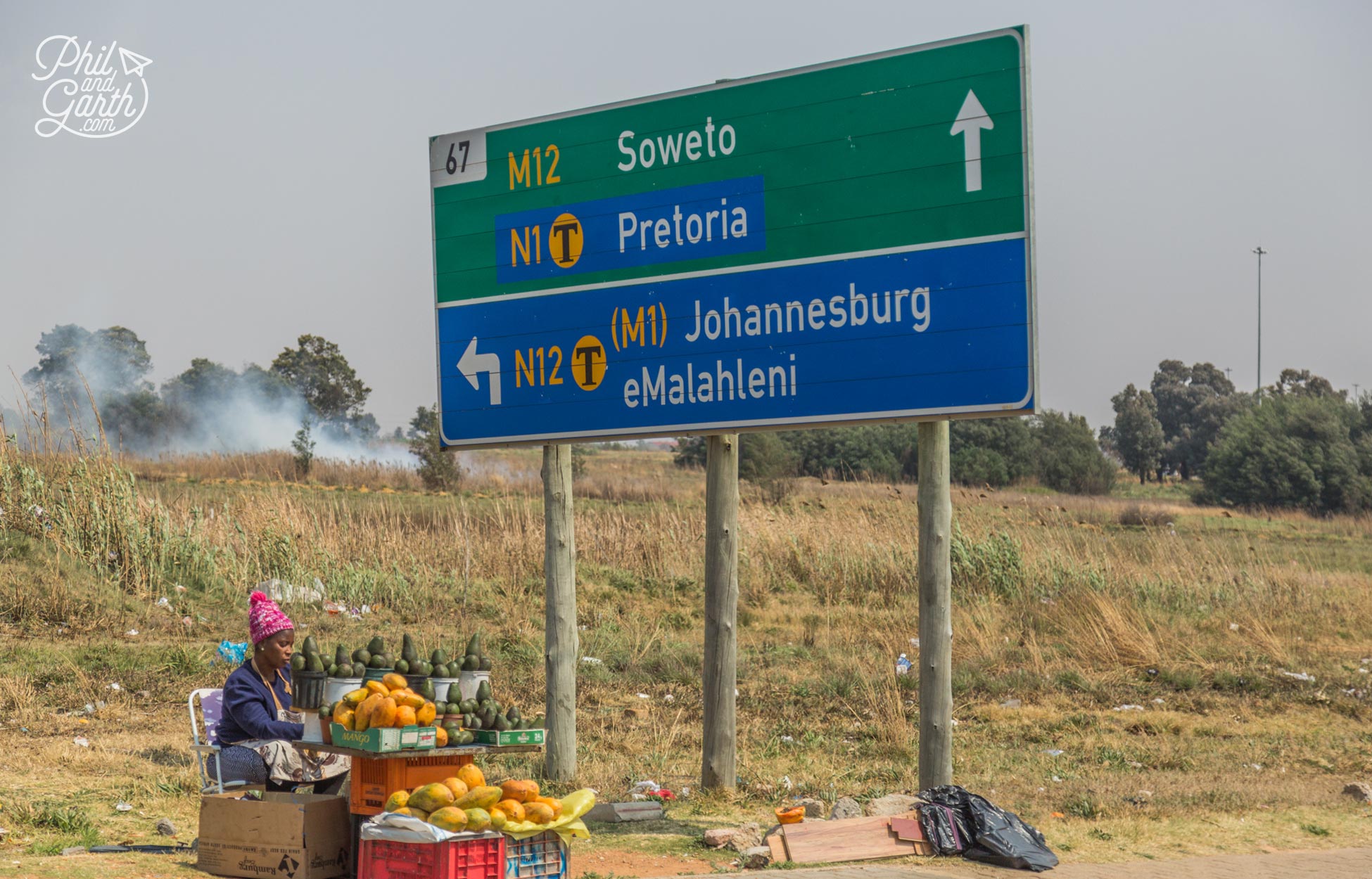 We saw loads of people selling fruit and vegetables on the sides of roads