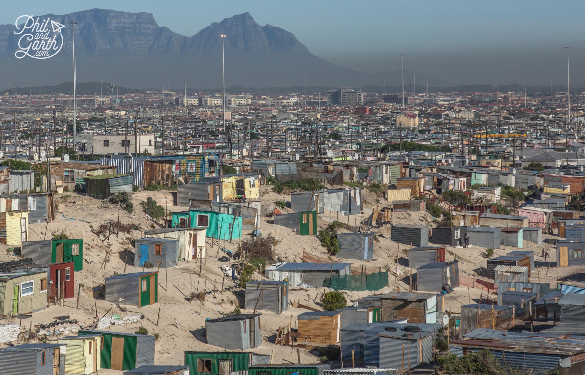 Cape Flats townships outside Cape Town, look at that layer of smog!