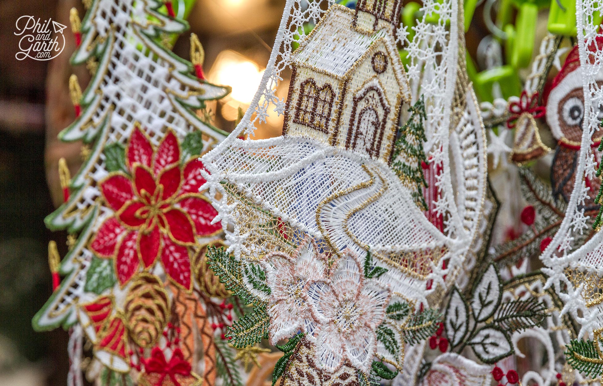 Embroidered Lace is really popular - lots of festive designs