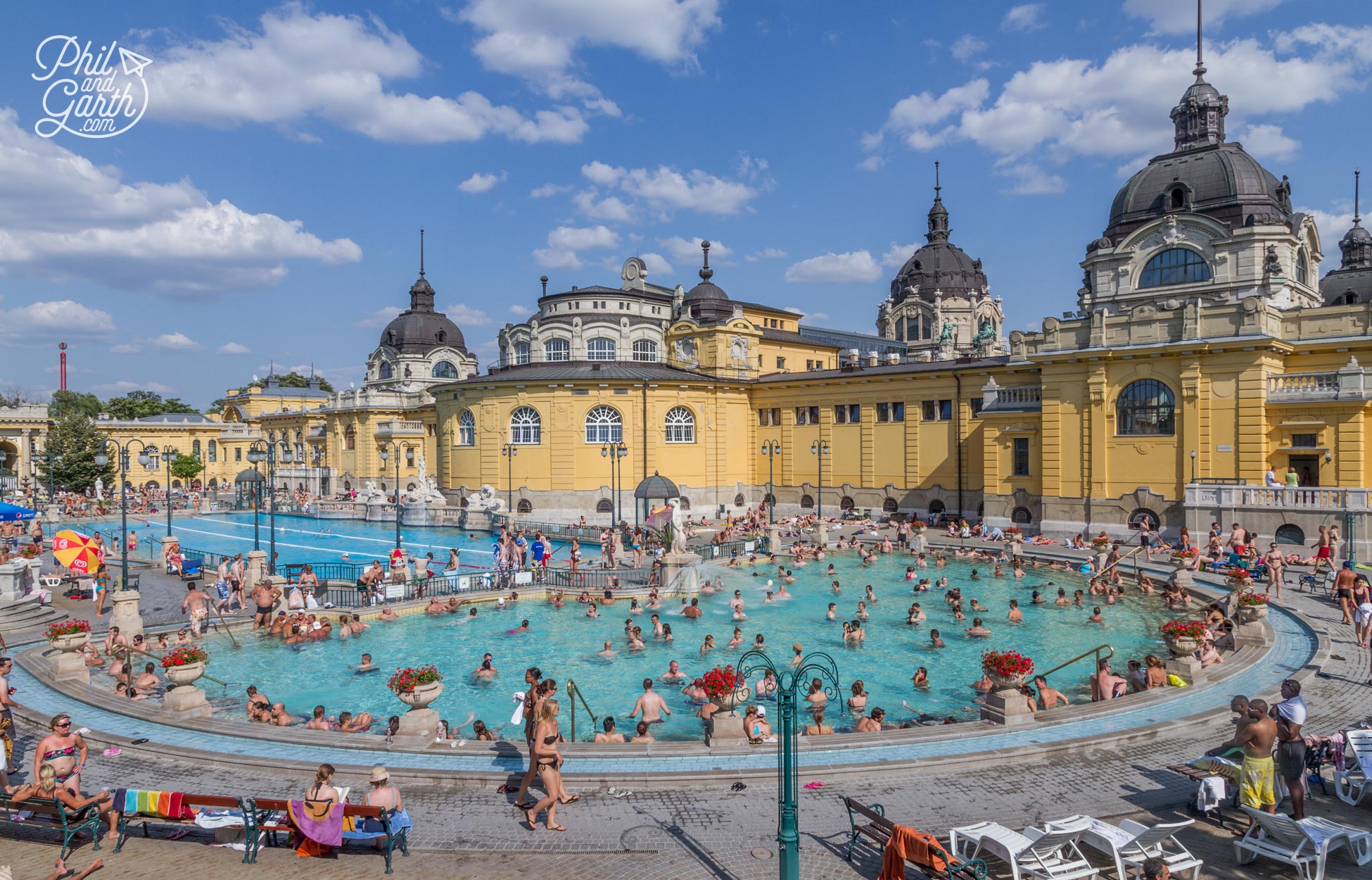 One of the three outdoor pools of the Széchenyi Thermal Bath