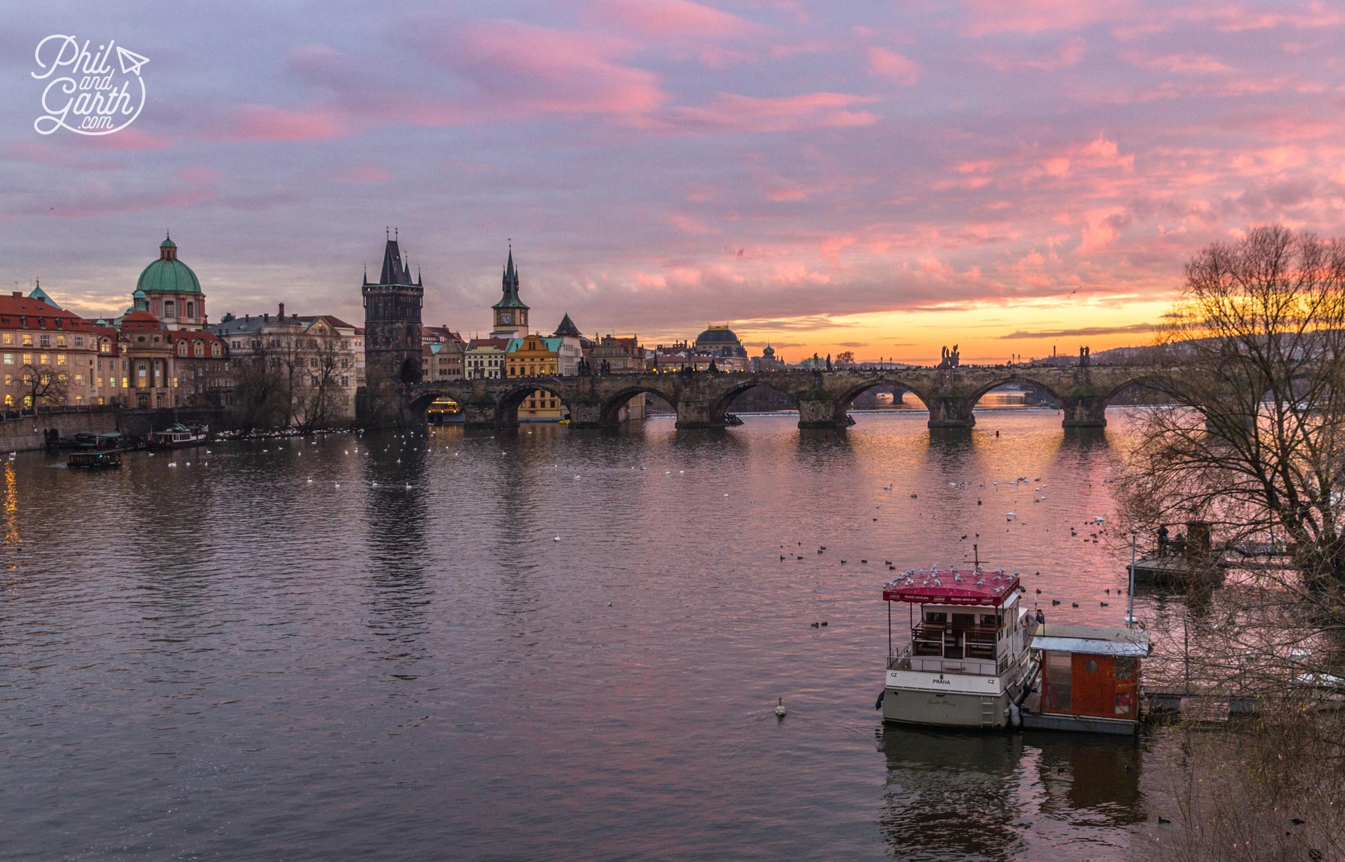 Lovely sunset over Charles Bridge