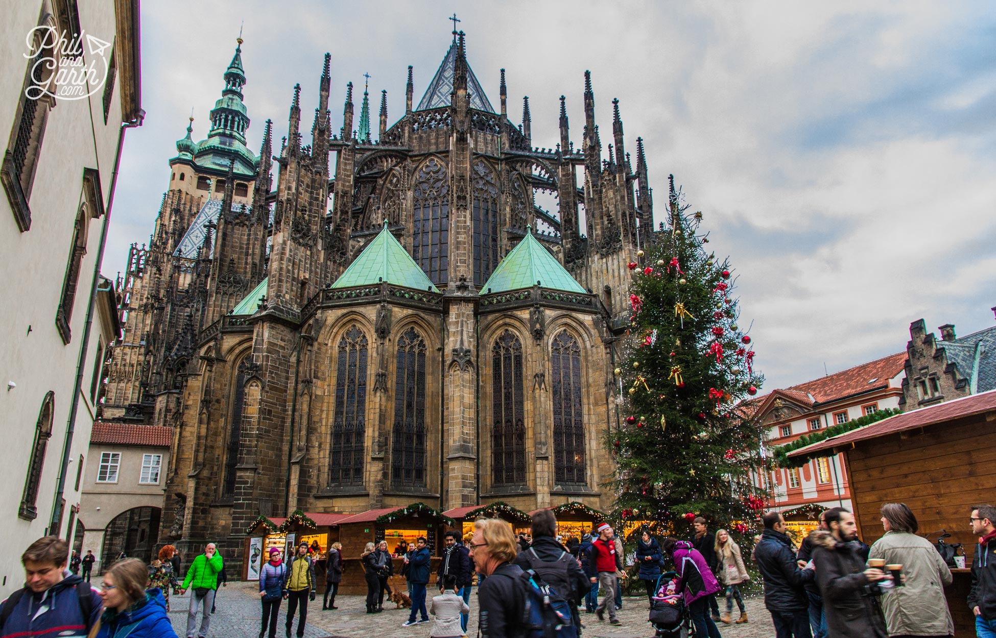 More Christmas market stalls at Prague Castle next to St. Vitus Cathedral