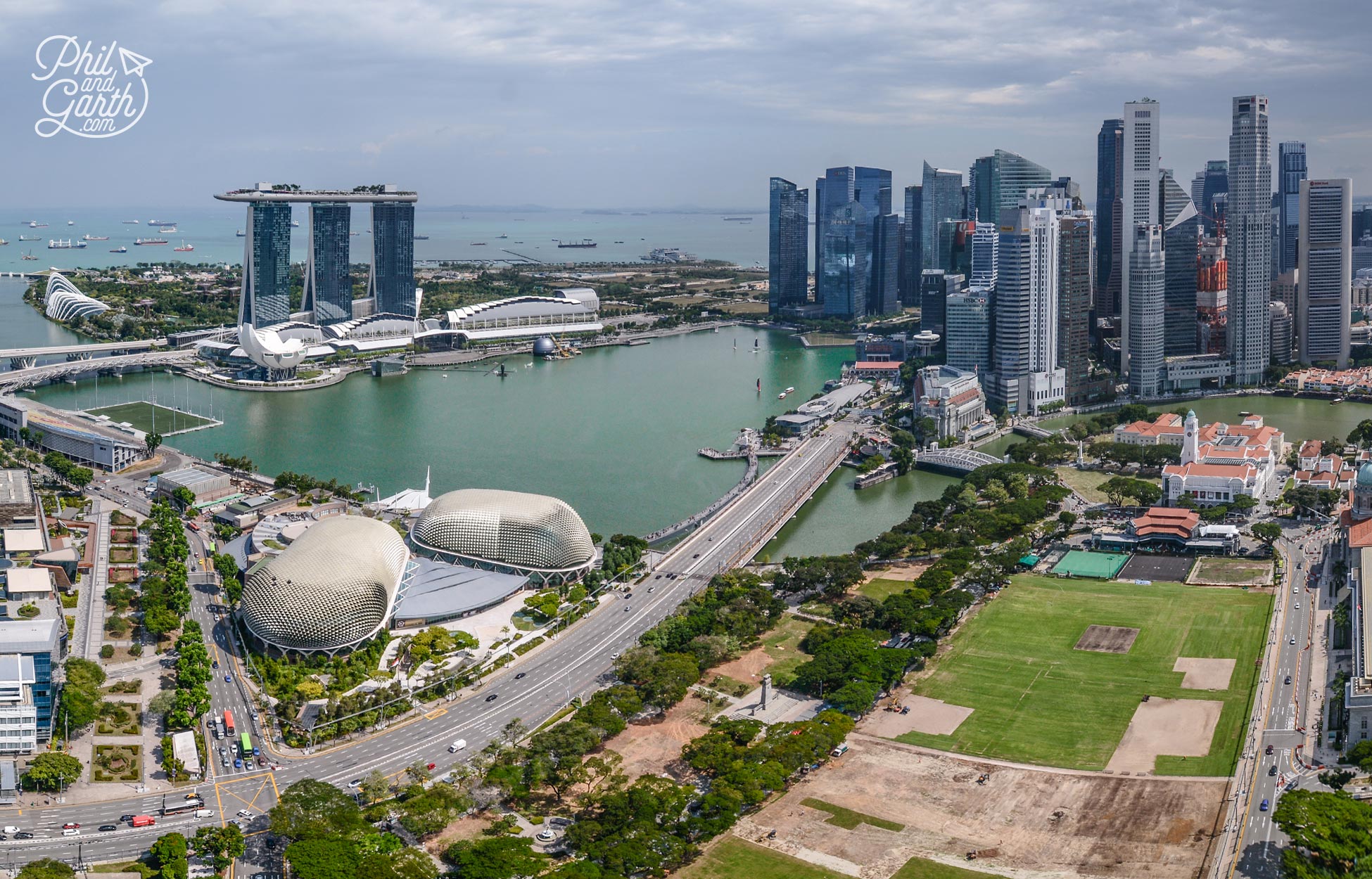 An aerial view of Singapore's Marina Bay