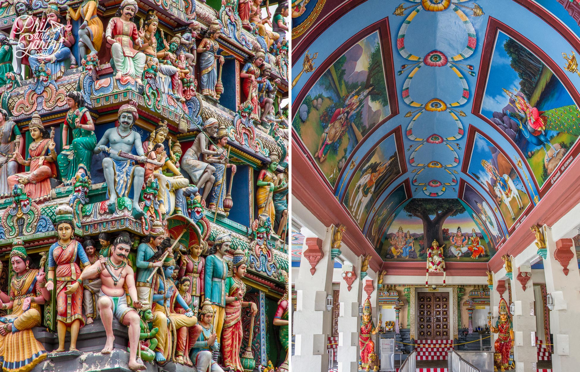 Bursting with colour inside the Sri Mariamman Temple