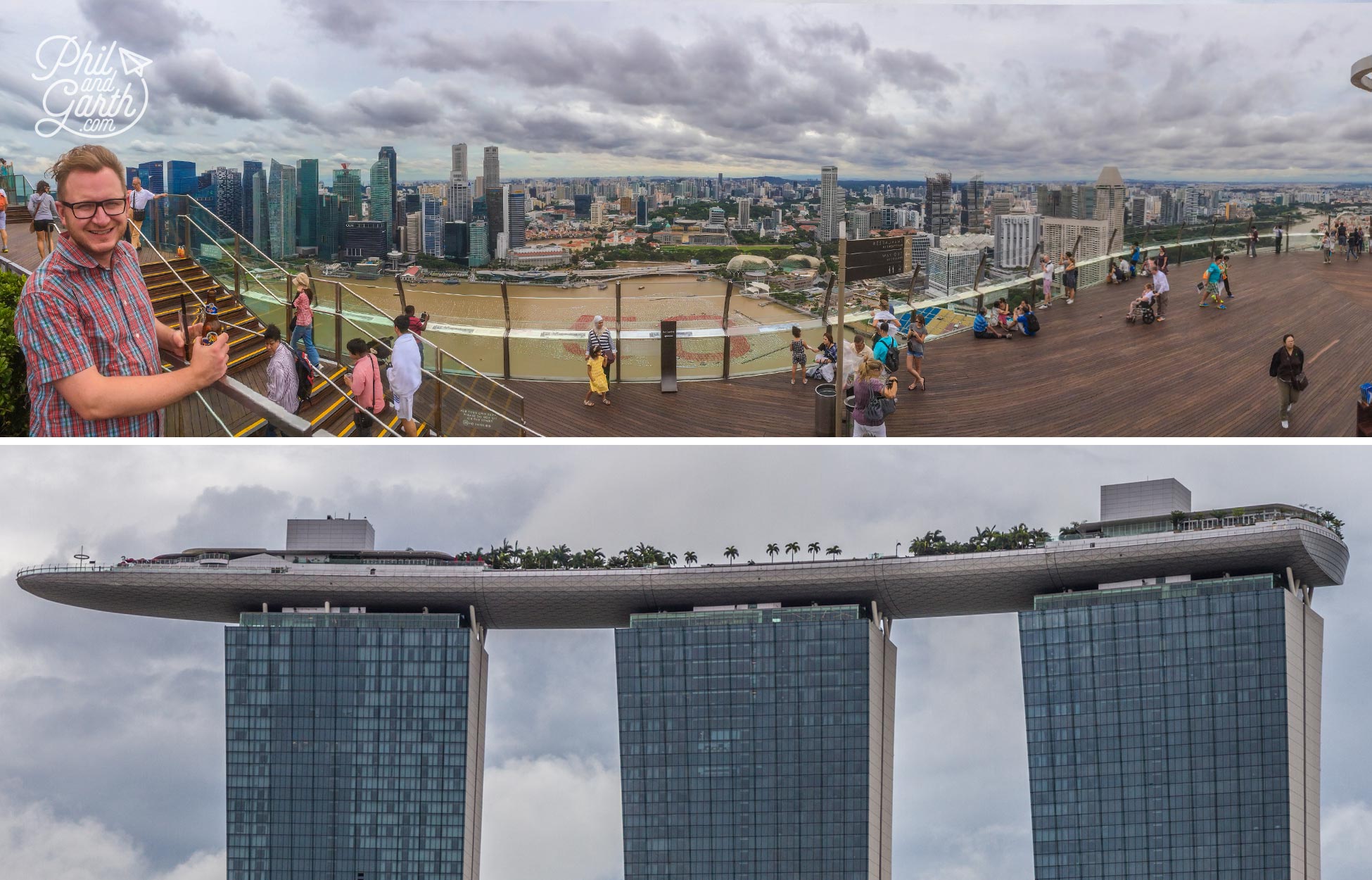 Garth enjoying the view from Marina Bay Sands rooftop skybar