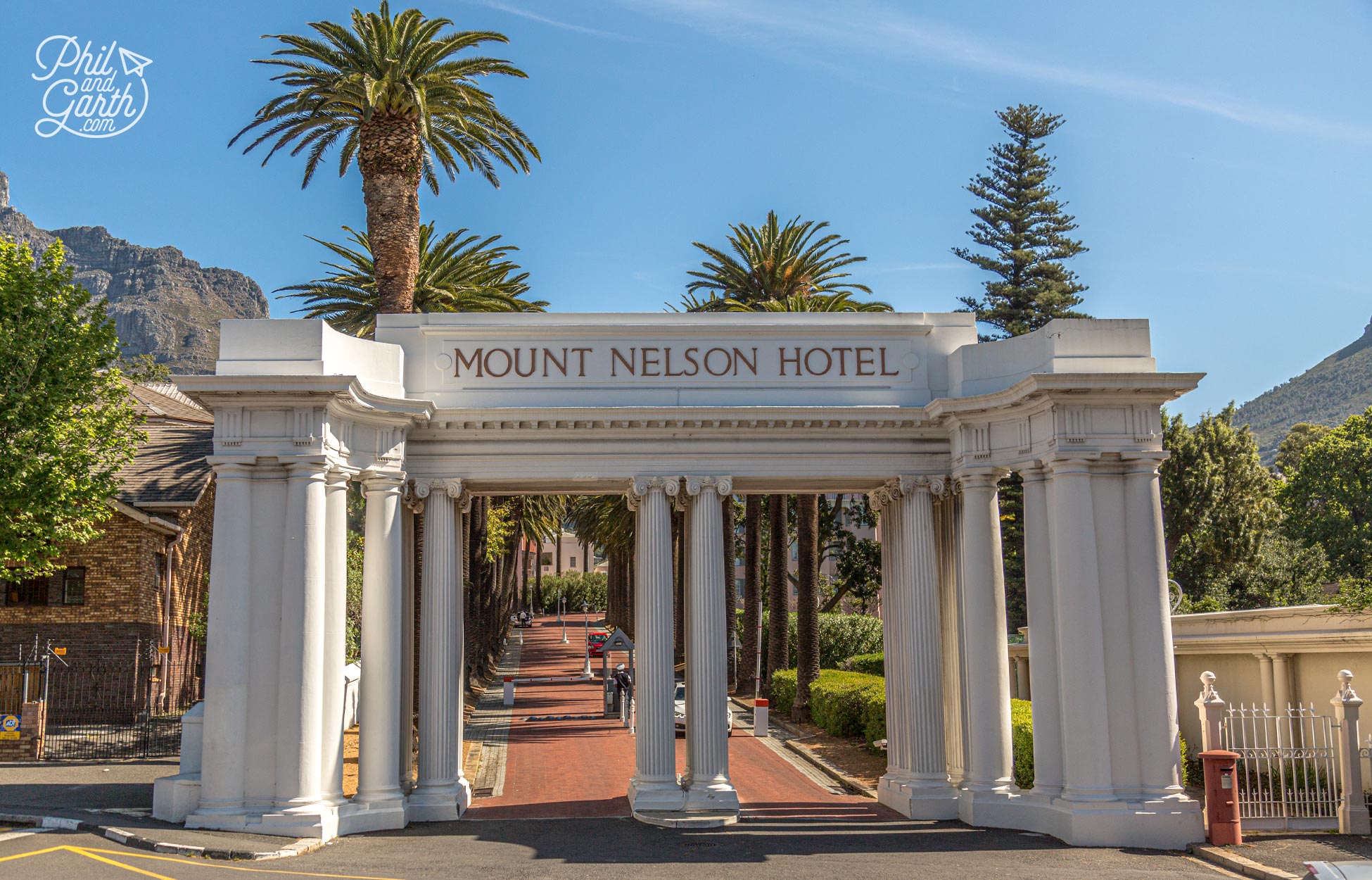 The grand entrance to The Mount Nelson Hotel