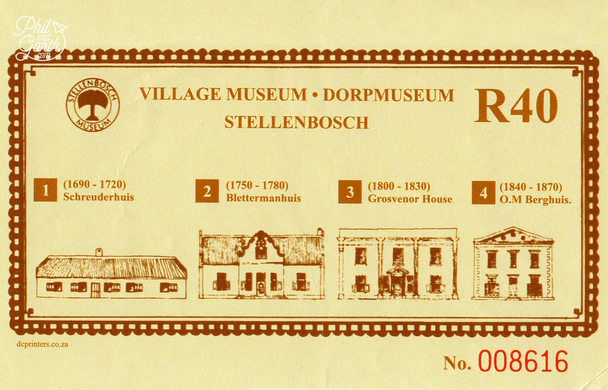 The ticket shows the exterior profile of house