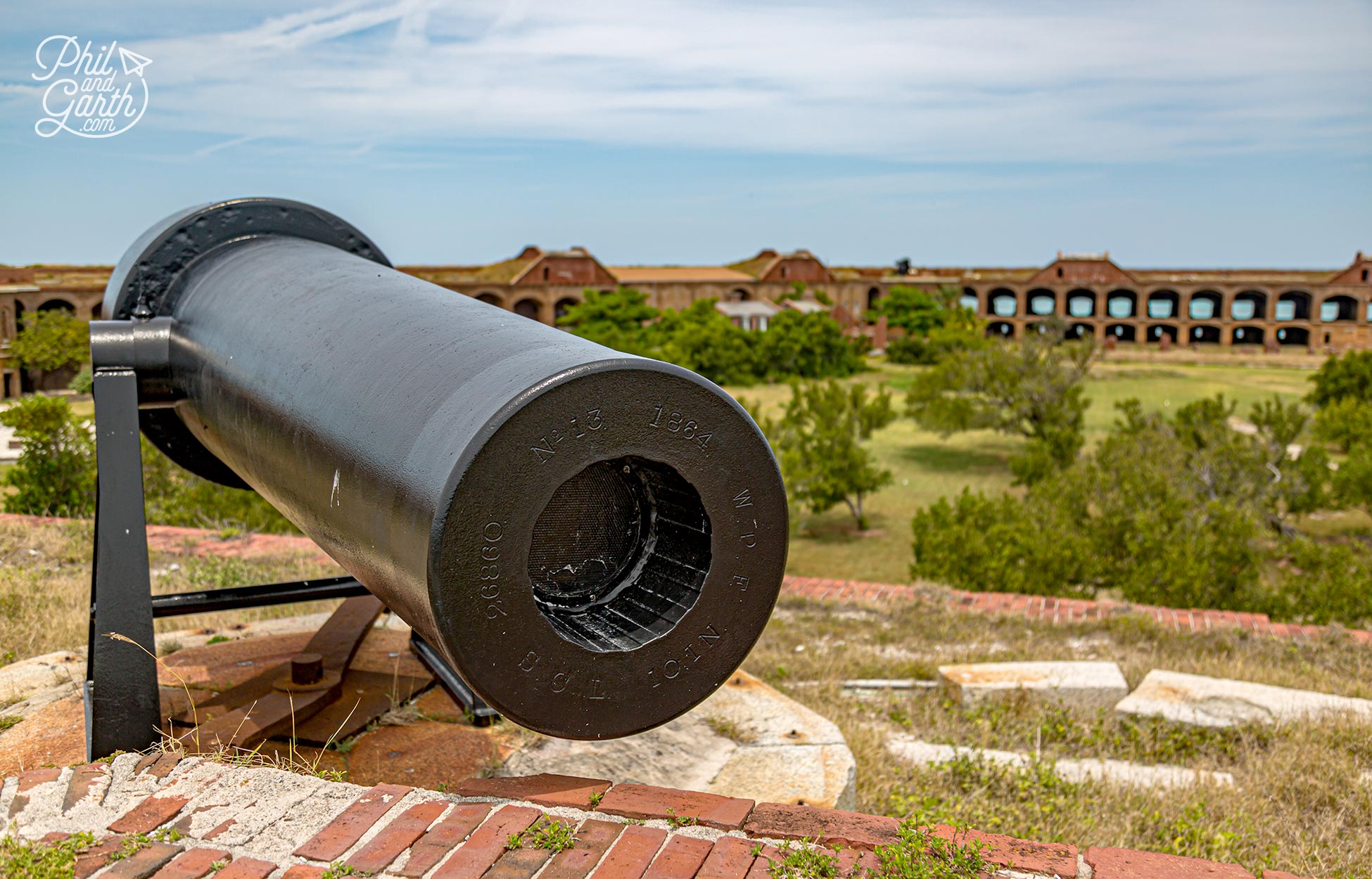 Look inside the barrel of the cannon for grooves which made projectiles spin for 3 miles